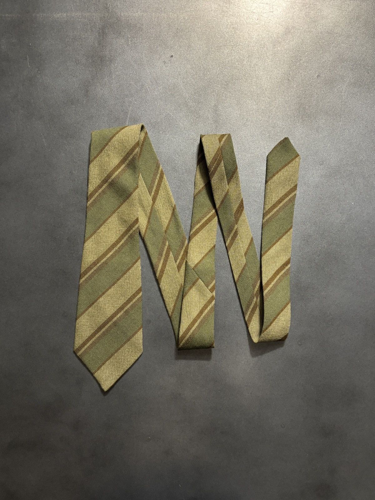Vintage Made in Scotland Vintage Wool Tie Crofter Striped Green 70s Size ONE SIZE - 1 Thumbnail