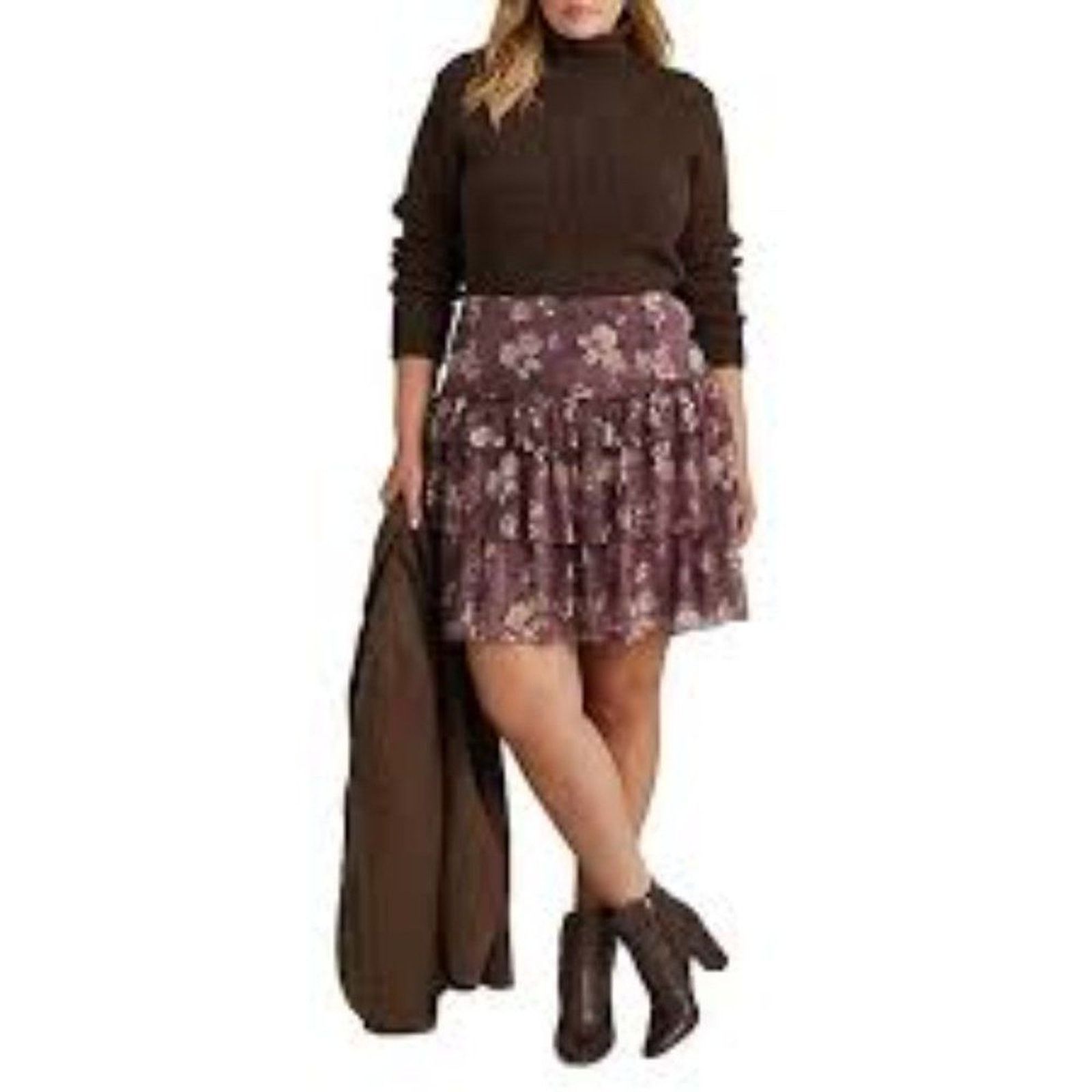 NWT Lauren Ralph Lauren Skirt Womens Petite 4P Purple Floral