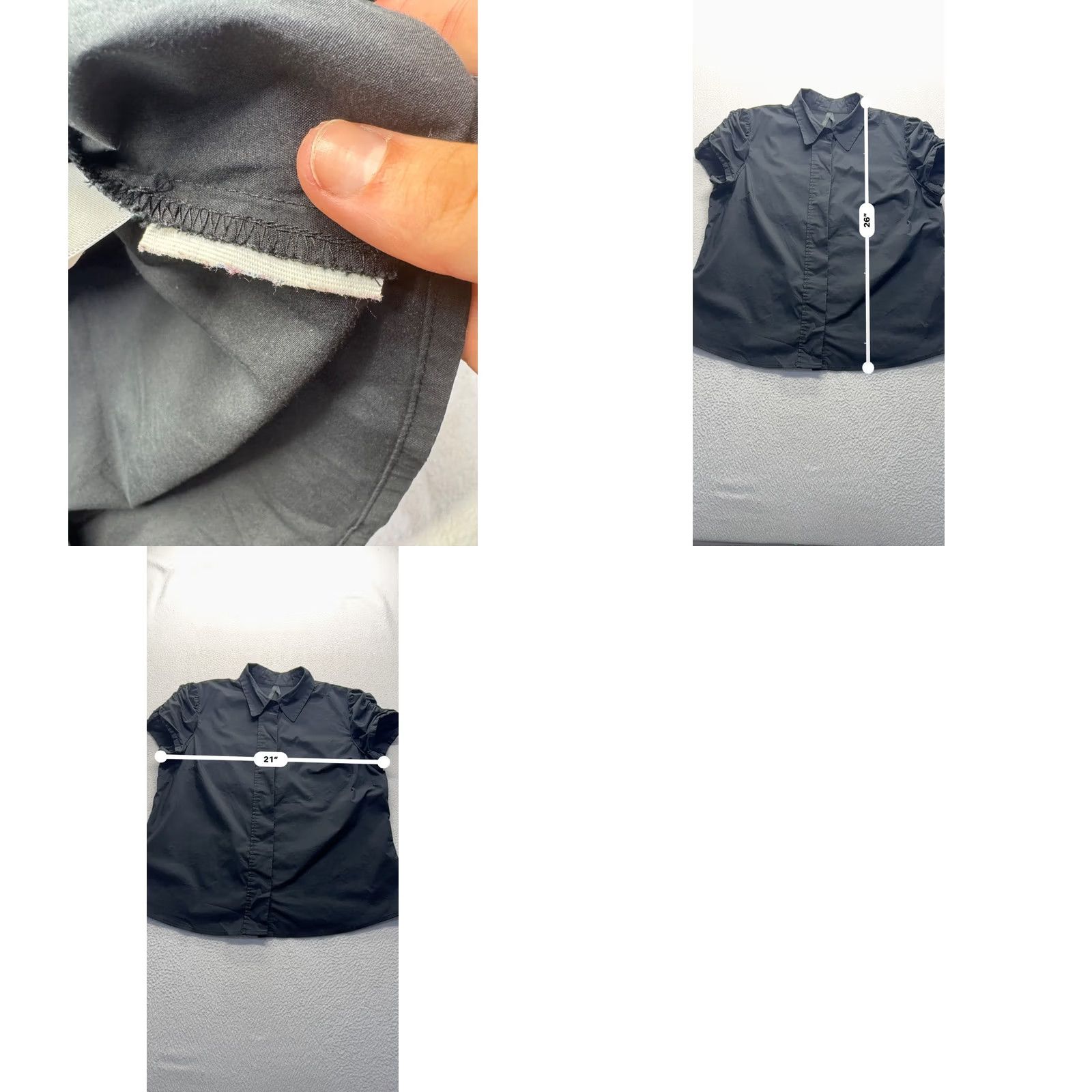 Old Navy Old Navy Womens Black Short Sleeve Shirt XL Button-Down Ruched Sleeve Cotton Nylon Spandex Womens XL Black Shirt Size XL / US 12-14 / IT 48-50 - 8 Thumbnail