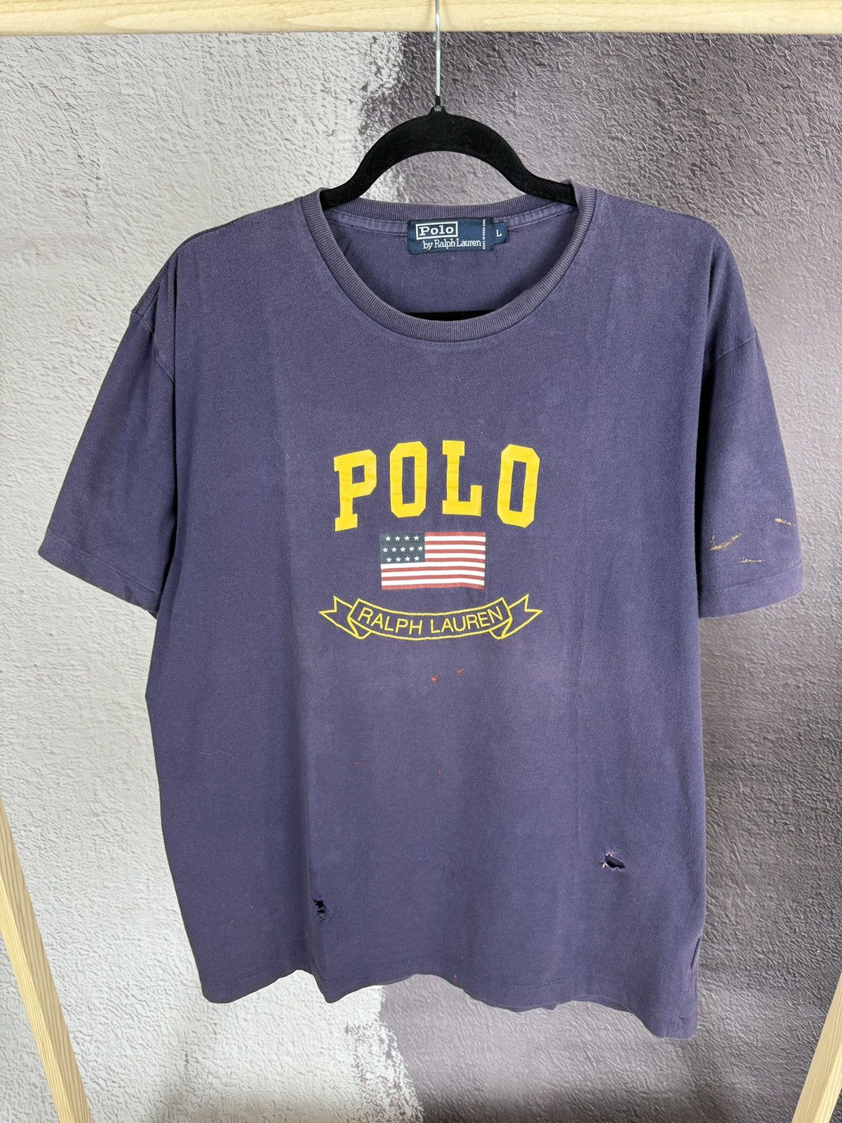 Polo Ralph Lauren × Vintage Polo Ralph Lauren vintage 90s faded distressed big logo tee Size US L / EU 52-54 / 3 - 2 Thumbnail