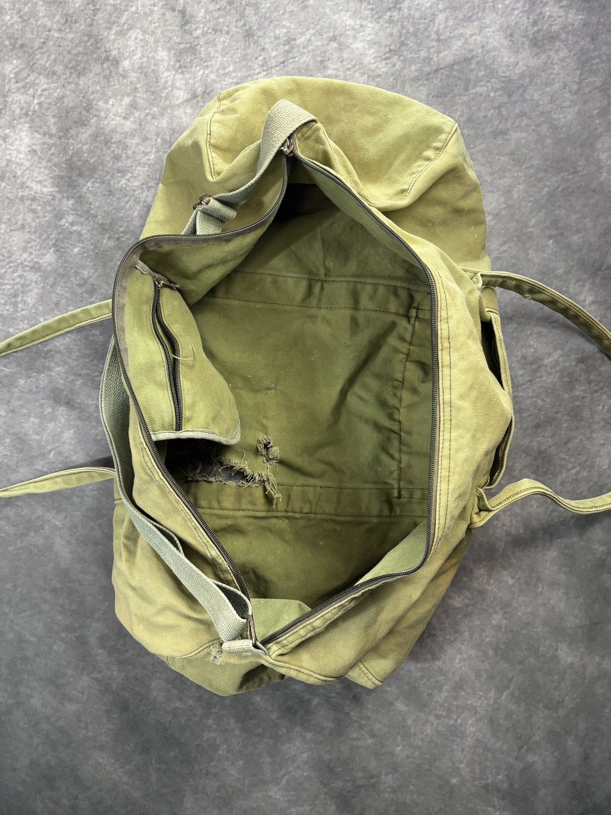 Vintage Vintage Military Duffle Bag Army Green Canvas Laundry Sling Size ONE SIZE - 10 Thumbnail
