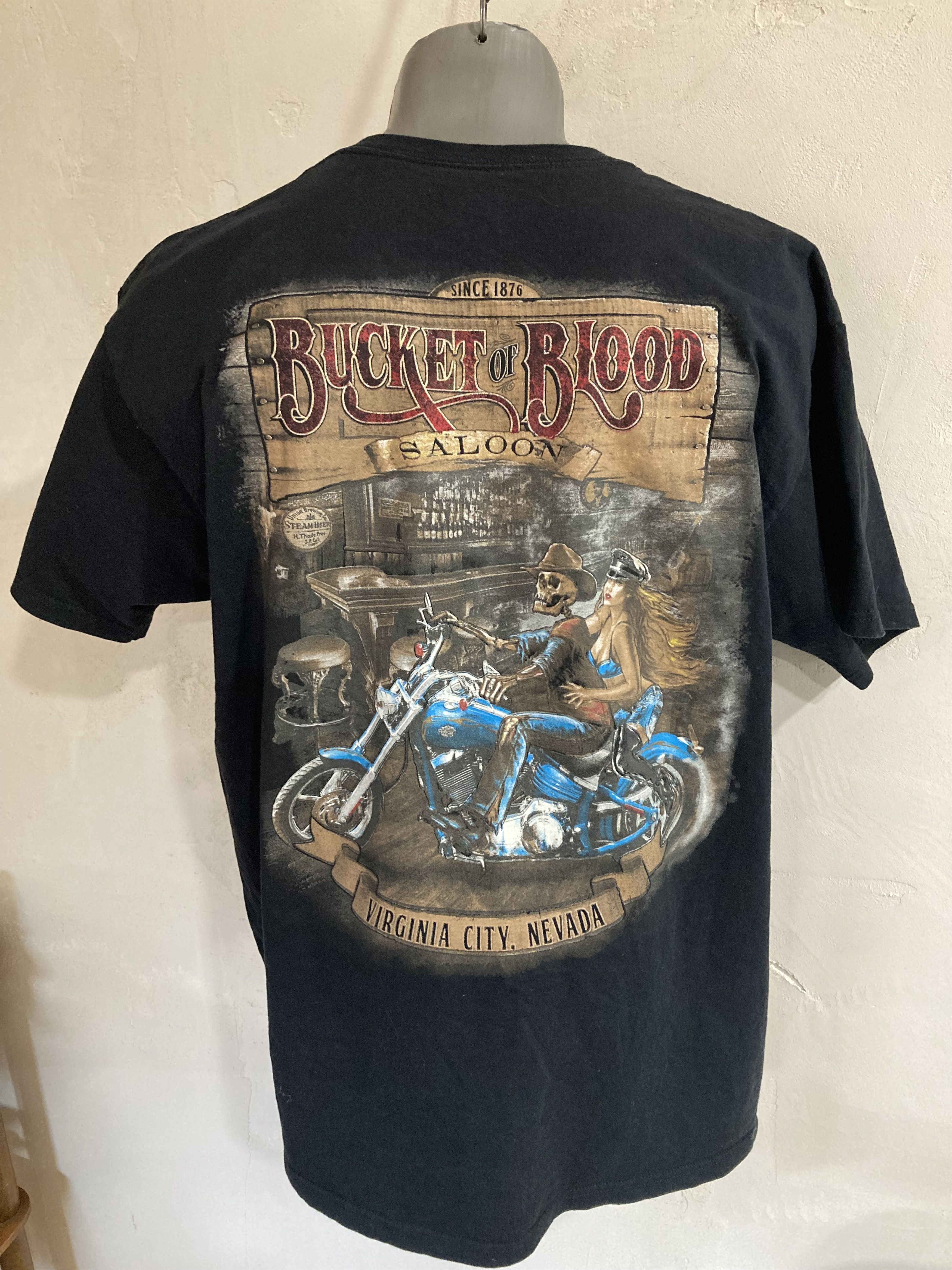 Vintage Vintage Bucket Of Blood Saloon Nevada Double Sided T Shirt Size US XL / EU 56 / 4 - 1 Thumbnail