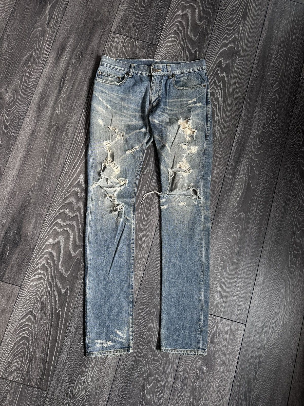 saint laurent paris aw13 crash distressed jeans