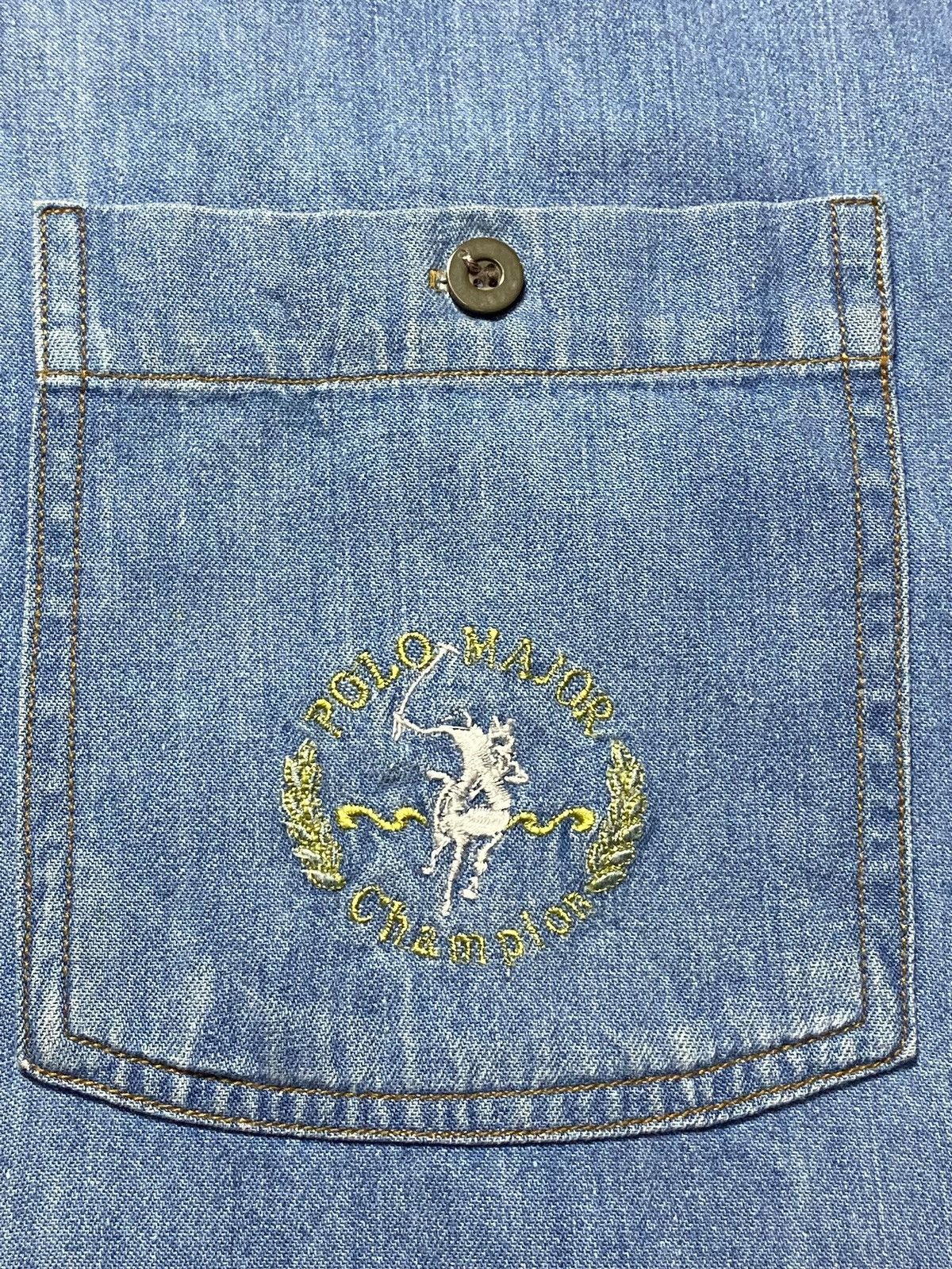 Polo Ralph Lauren Vintage Polo Major Champion Western Denim Light Blue Flannel Size US L / EU 52-54 / 3 - 4 Thumbnail