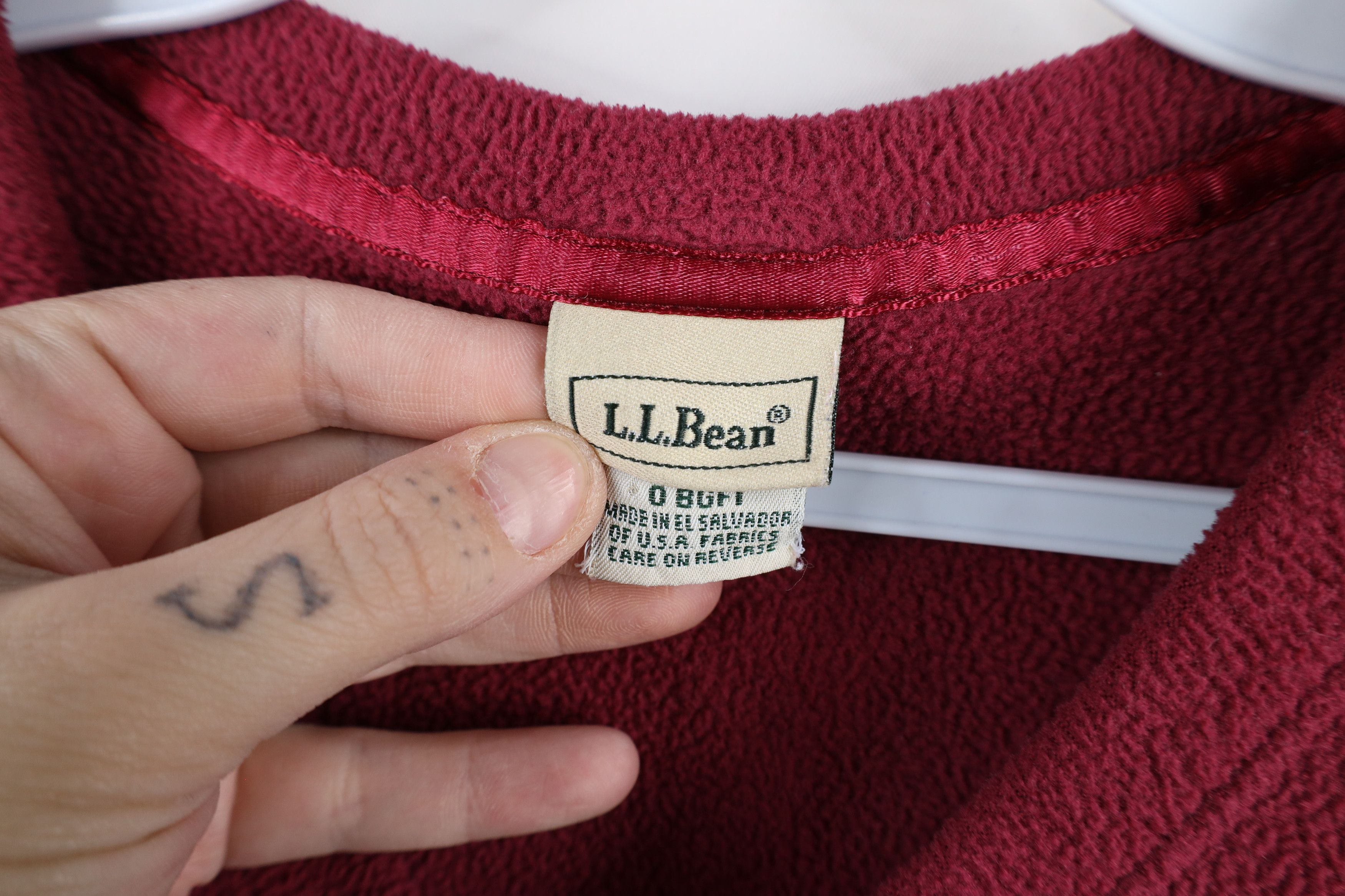 L.L. Bean × Vintage Vintage LL Bean Blank Fleece V-Neck Sweater Berry Red Size L / US 10 / IT 46 - 7 Thumbnail