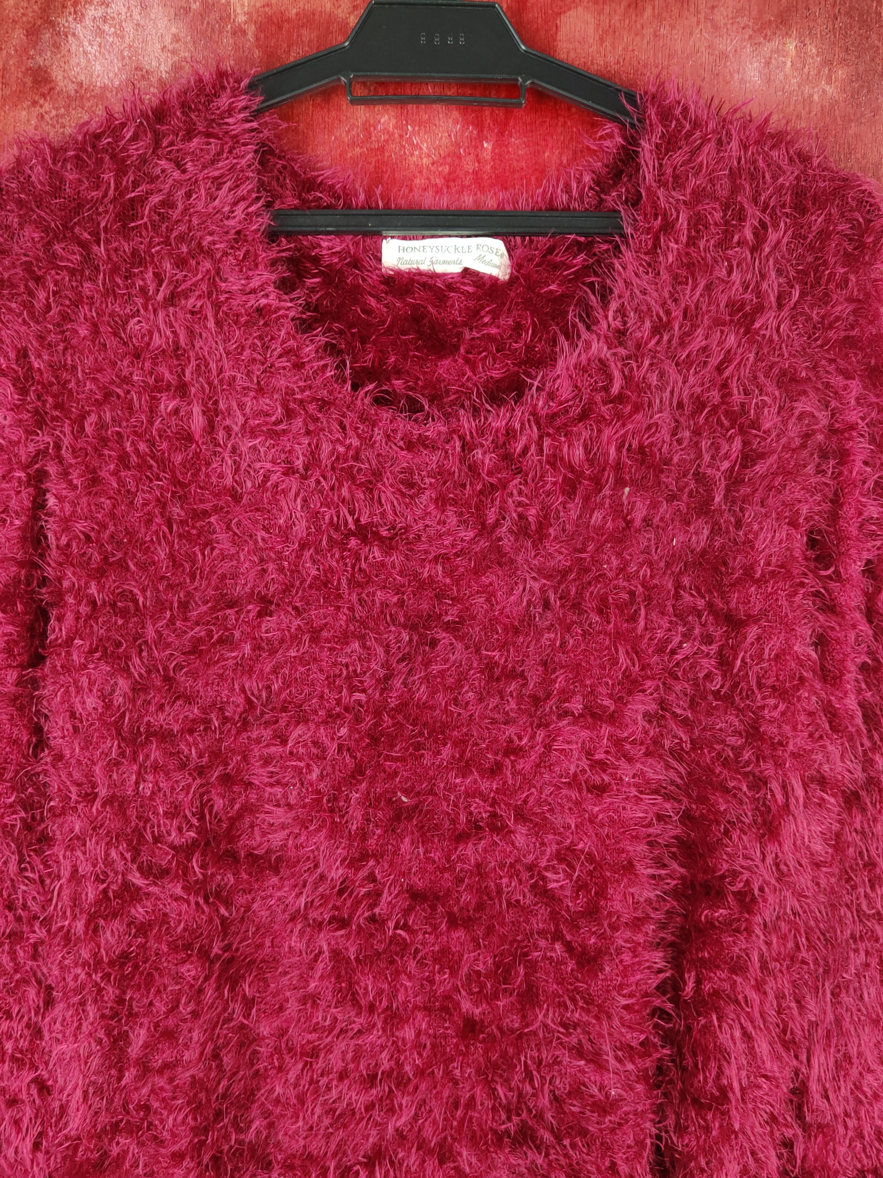 Homespun Knitwear Honeysuckle Rose Maroon Fur Mohair Knitwear #S2173 Size M / US 6-8 / IT 42-44 - 2 Thumbnail