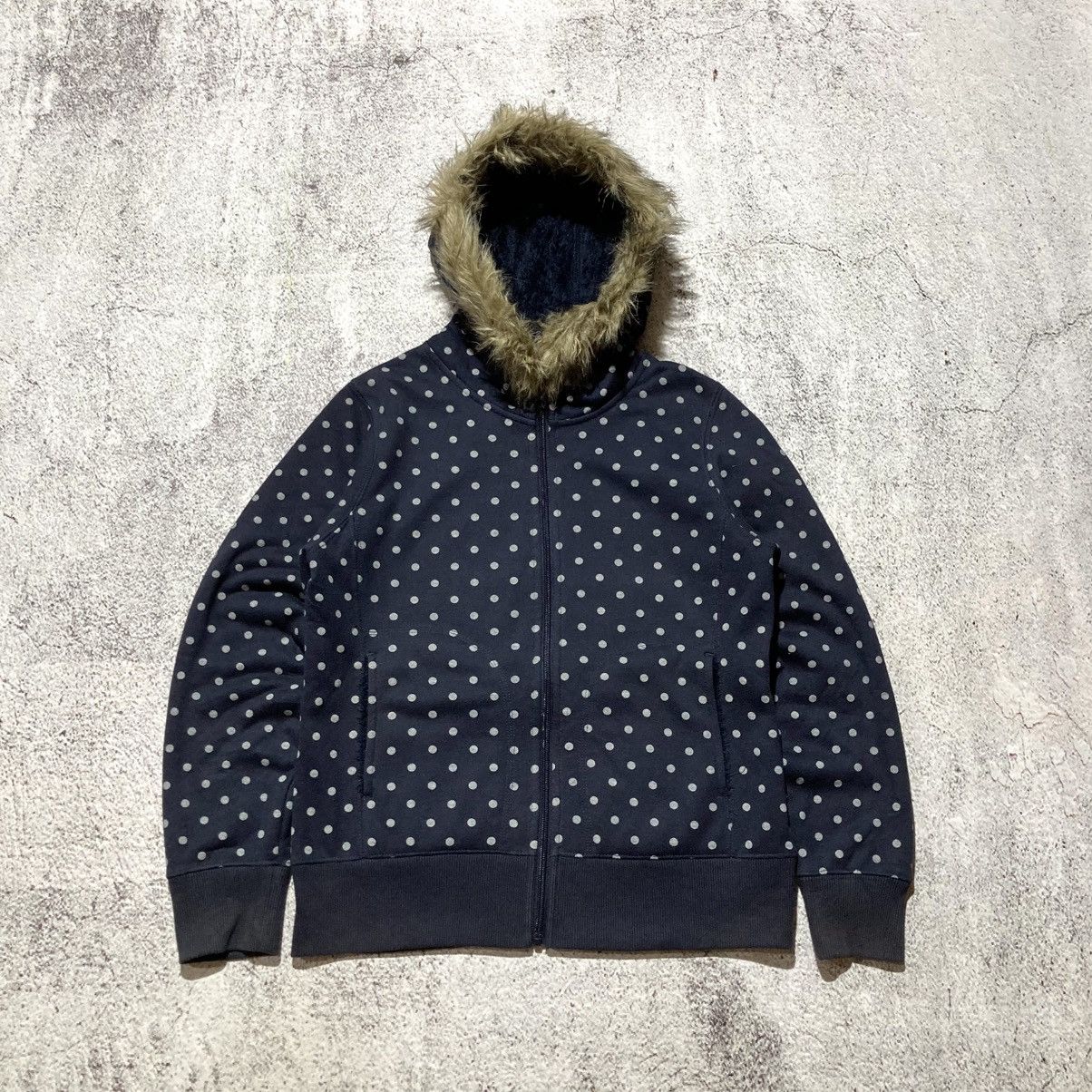 Japanese Brand 2000s GU Polkadot Motif Fur Ziphoodie Navy Lgb Ifsixwasnine Size US M / EU 48-50 / 2 - 1 Thumbnail