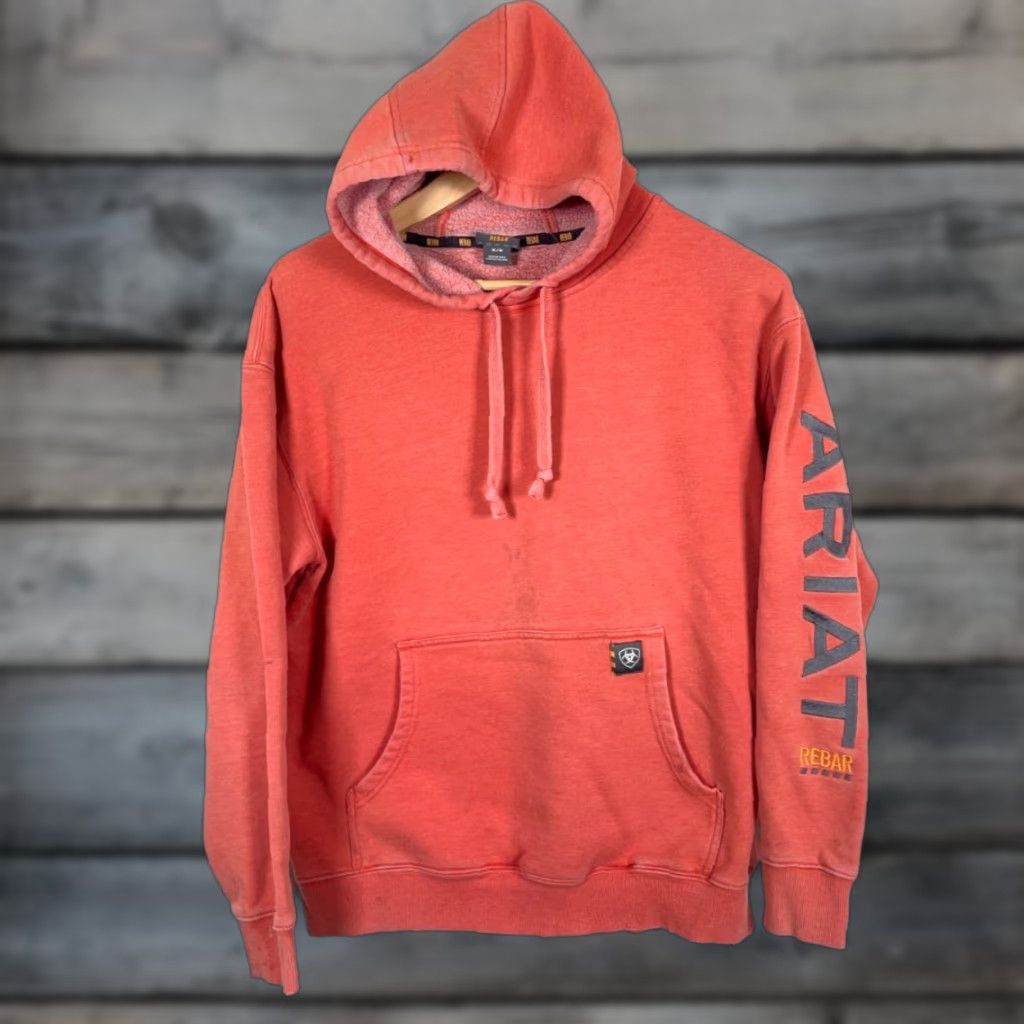 Ariat Ariat Rebar Hoodie Men's Medium Faded Red Orange Sweatshirt Embroidered Cotton Polyester Fleece Size US M / EU 48-50 / 2 - 1 Thumbnail