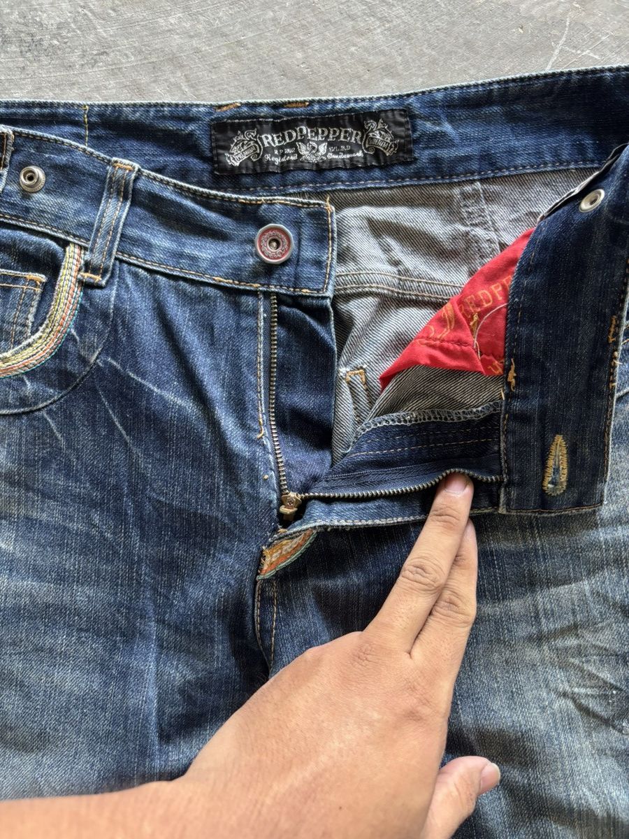 If Six Was Nine SICK FLARE RED PEPPER JEANS DISTRESSED JAPANESE PUNK GOTH Size US 31 - 4 Thumbnail