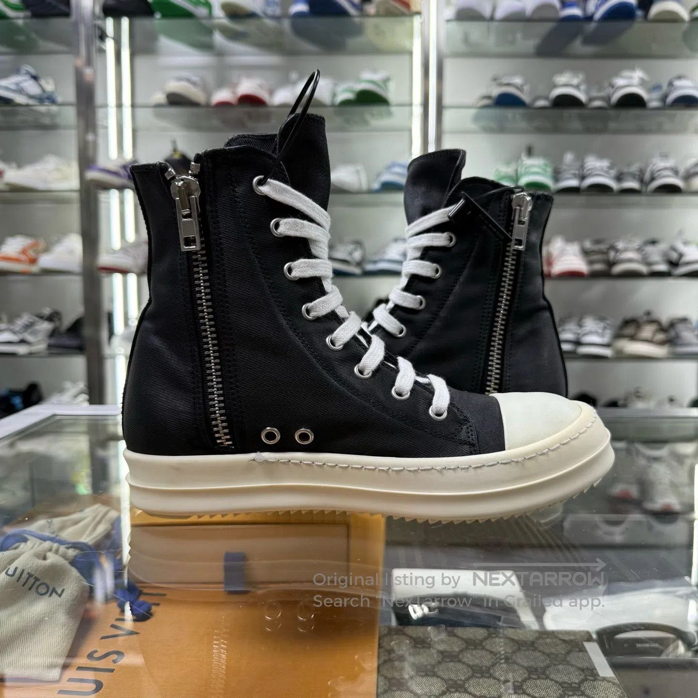 Rick Owens RICKOWENS High-top, wax-coated, zipper-equipped board shoe Size US 5.5 / IT 35.5 - 4 Thumbnail