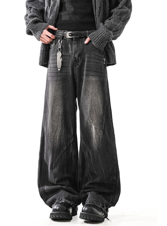 Japanese Brand High-street retro washed men's cleanfit wide-leg jeans Size US 32 / EU 48 - 1 Thumbnail