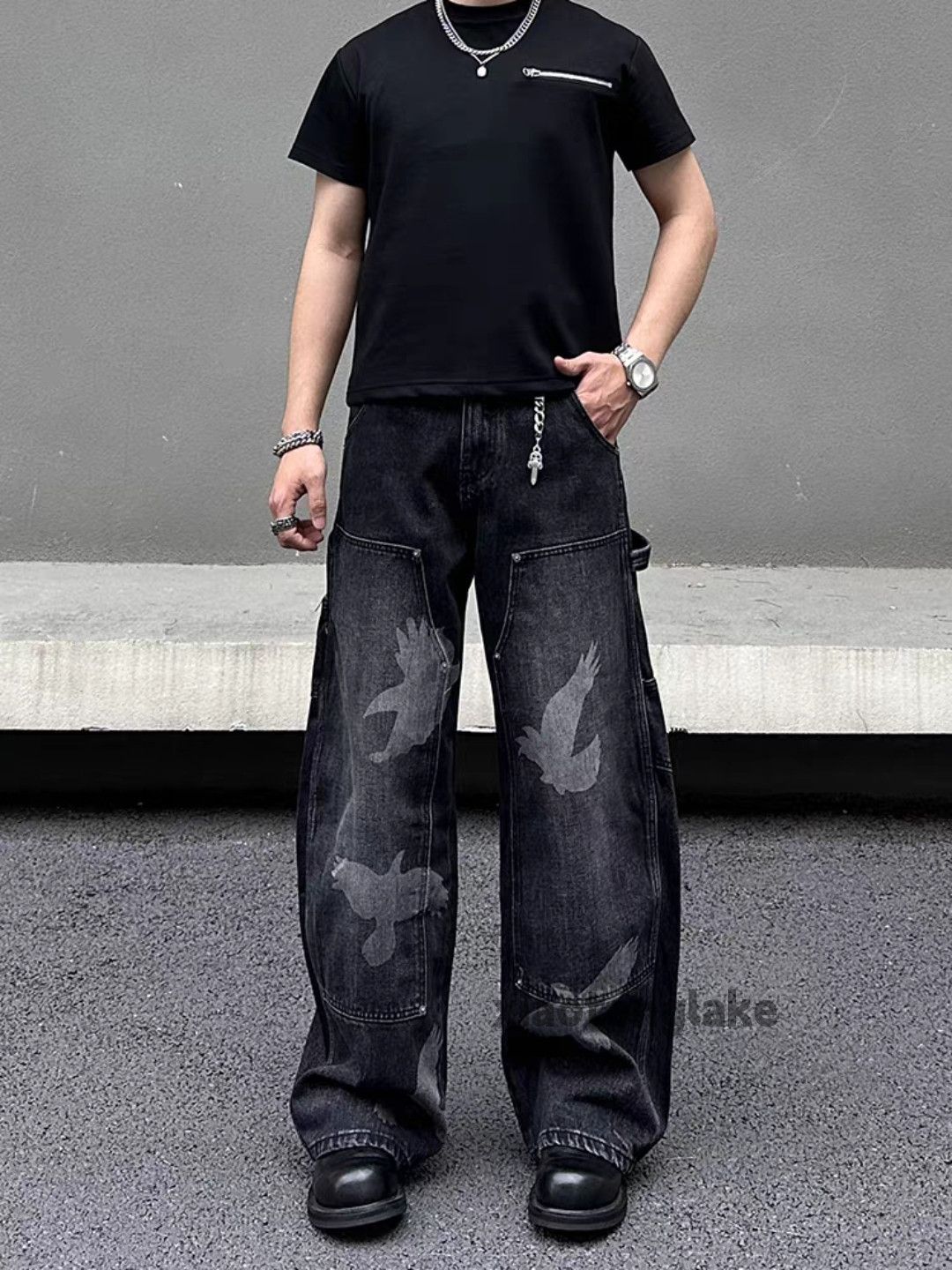Jean Unisex utility loose baggy pattern graphic cargo pants Size US 32 / EU 48 - 3 Thumbnail