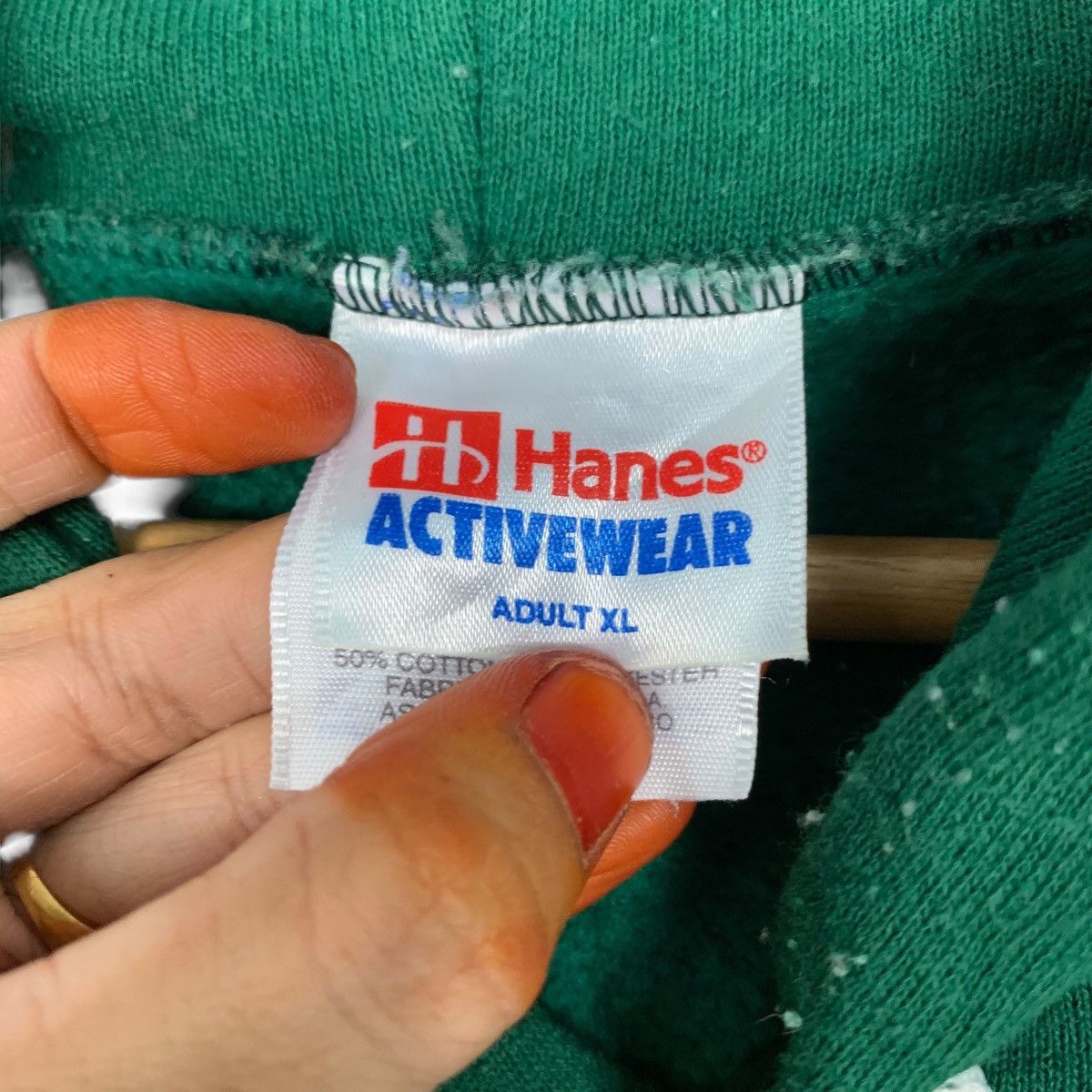 Vintage 90’s HANES Made in Usa Green Plain Hoodies #3556-C162 Size US XL / EU 56 / 4 - 10 Thumbnail