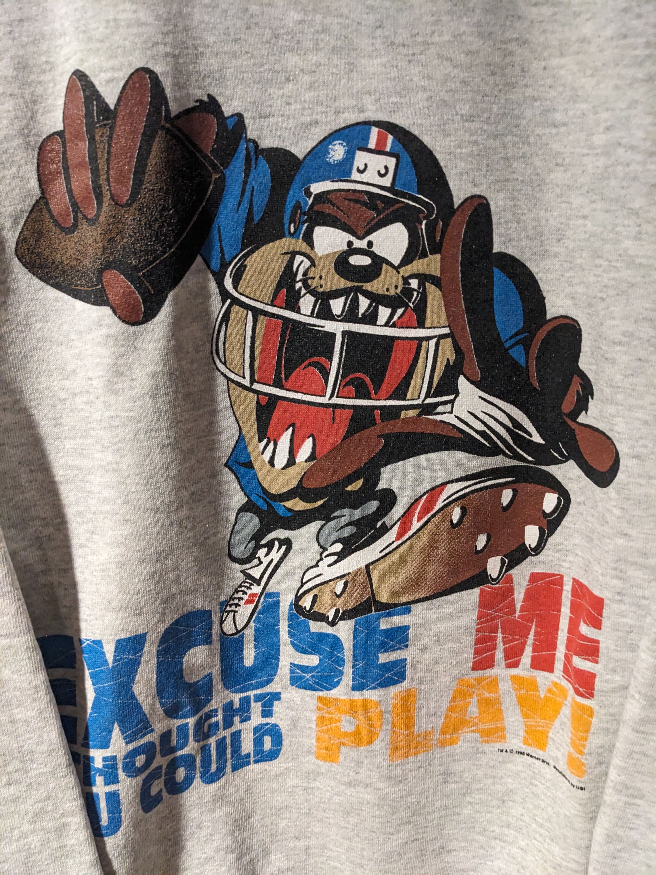Cartoon Network × Vintage Vintage 90s Looney Tunes Taz Football NFL Sports Sweatshirt Size US XL / EU 56 / 4 - 2 Thumbnail