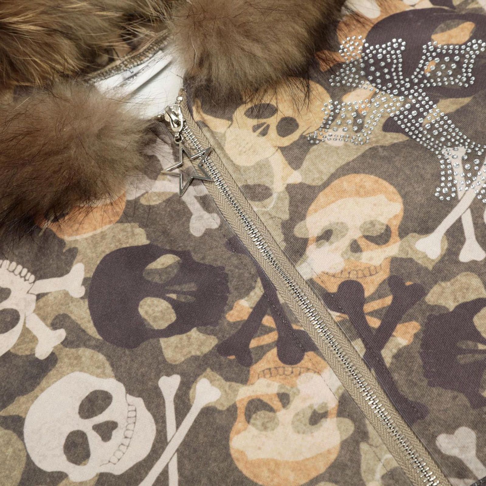 Japanese Brand Camouflage Skull Print Faux Fur Hooded Jacket Size US L / EU 52-54 / 3 - 3 Thumbnail