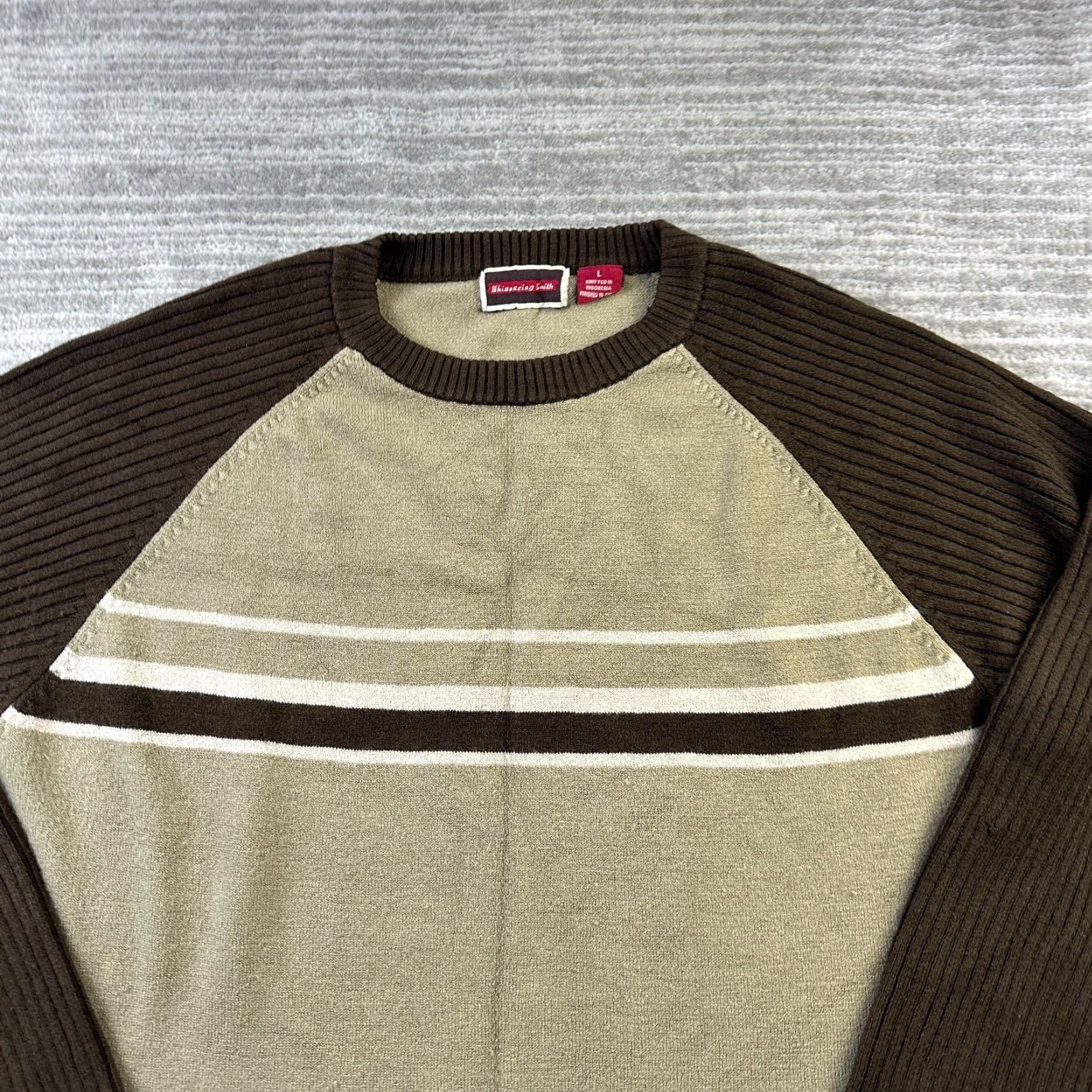 Vintage VINTAGE Whispering Smith Sweater Mens Large Beige Tan Surfwear Grunge Y2K Pullover Crew Neck Long Sleeve Knit Solid Logo Size US L / EU 52-54 / 3 - 3 Thumbnail