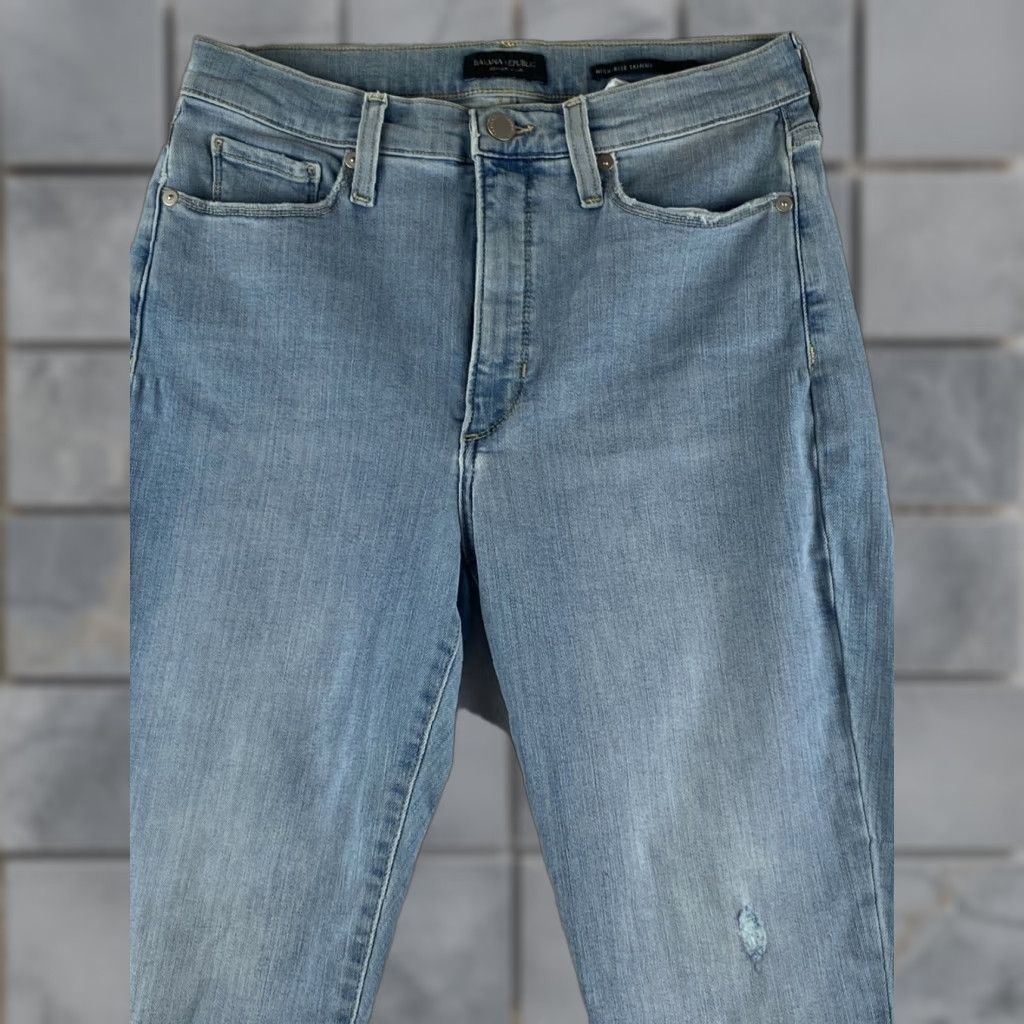 Banana Republic Banana Republic Jeans Womens High-Rise Skinny 28 Light Blue Distressed Denim Cotton Elastane Stretch 27 In Inseam 5-Pocket Size 28" / US 6 / IT 42 - 1 Thumbnail