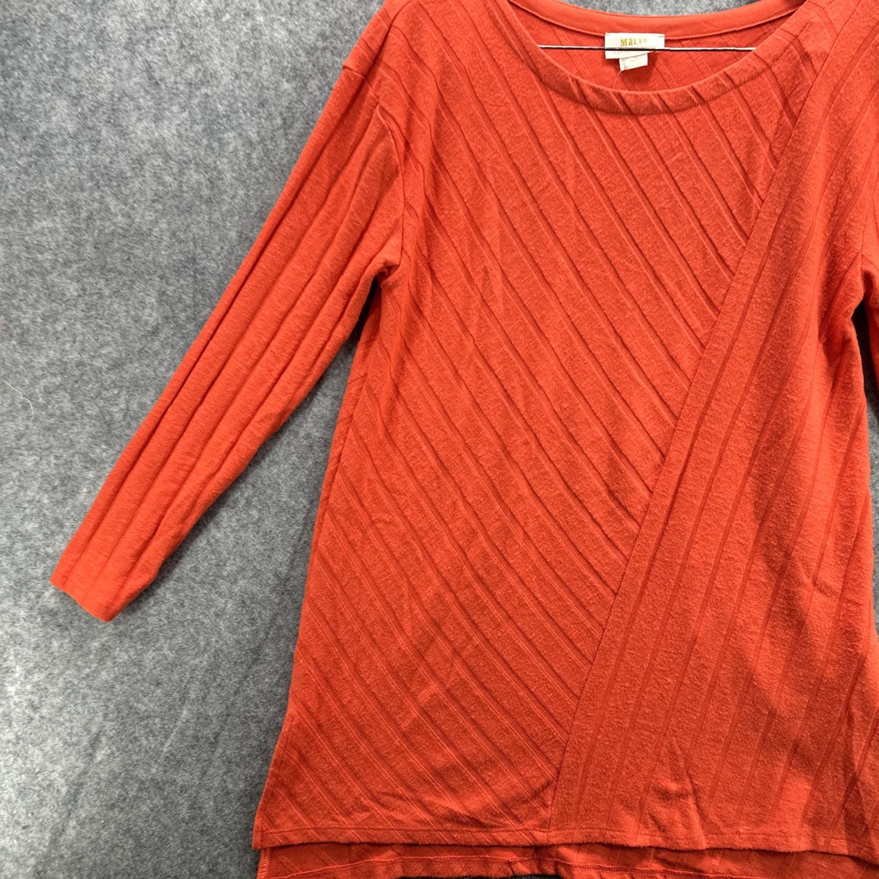 Vintage Maeve Anthropologie Sweater Womens Large Orange Ribbed Tunic 3/4 Sleeve Top Viscose Polyester Spandex Knit Scoop Neck Lightweight All Seasons Size L / US 10 / IT 46 - 4 Thumbnail