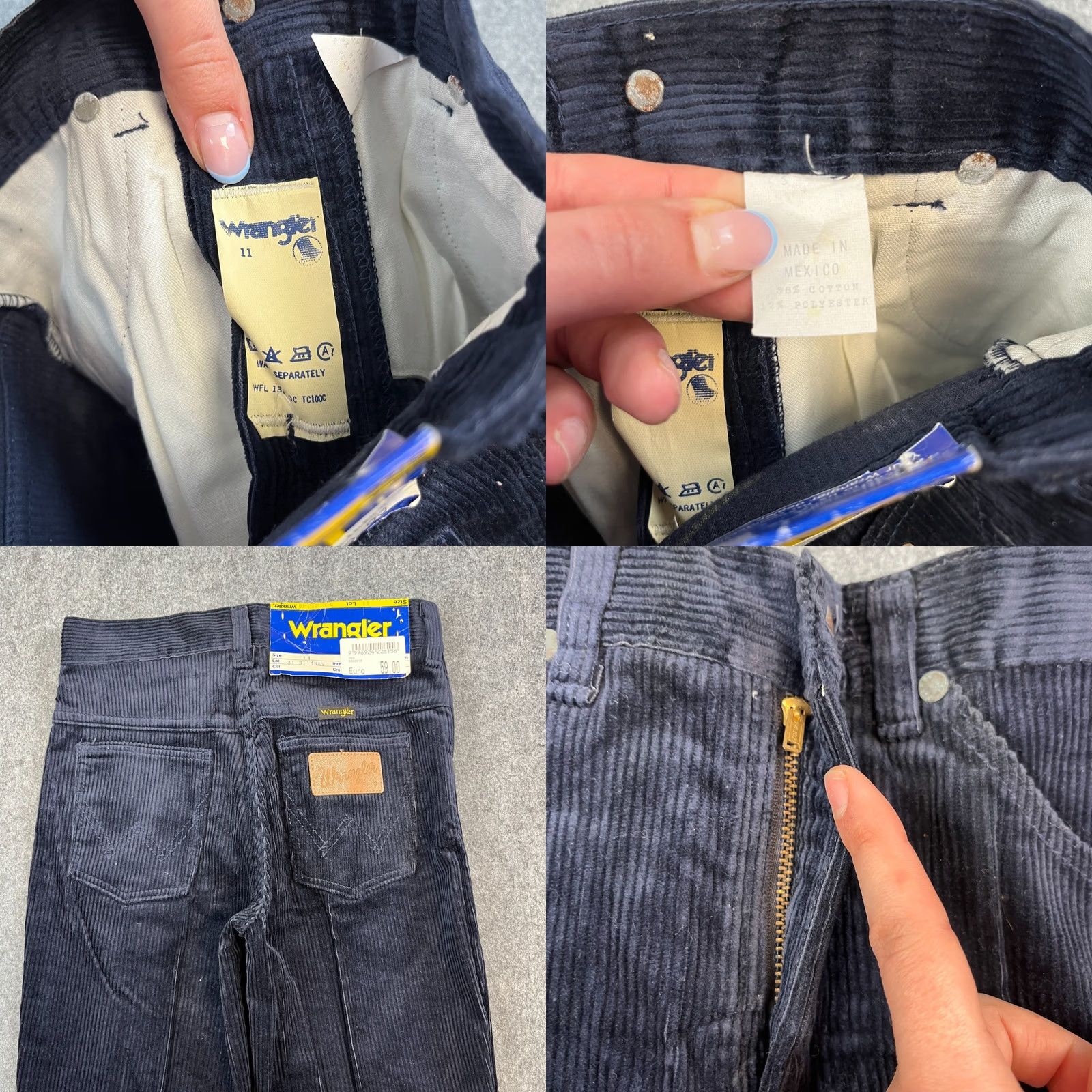 Wrangler VINTAGE Wrangler Jeans Women 4 Corduroy 24 30 UK 90s Blue Deadstock 30 In Inside Leg Slimming Pocket 5 Size 27" / US 4 / IT 40 - 8 Thumbnail