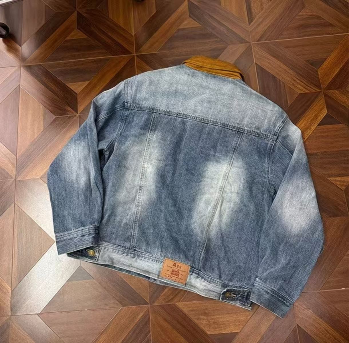 Vintage Corduroy Collar Washed Denim Jacket, Retro Workwear Coat Size US M / EU 48-50 / 2 - 3 Thumbnail