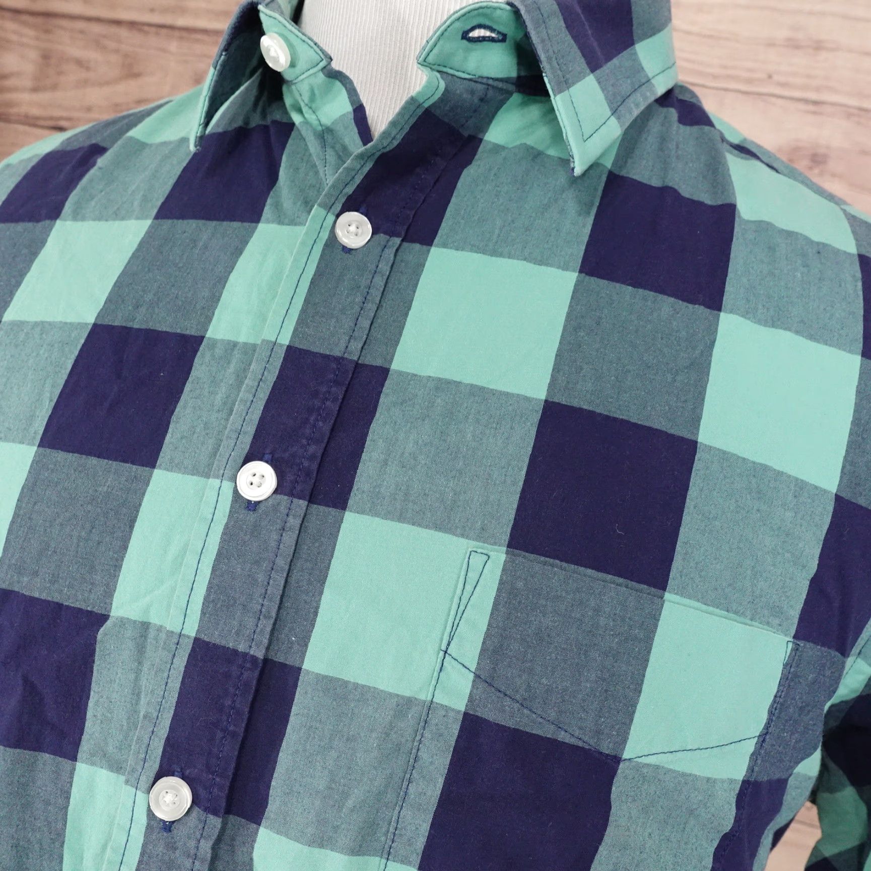 UNTUCKit VINTAGE UNTUCKit Green Check Button Down Shirt Men XL Cotton Casual Business Formal Wedding Size US XL / EU 56 / 4 - 2 Thumbnail