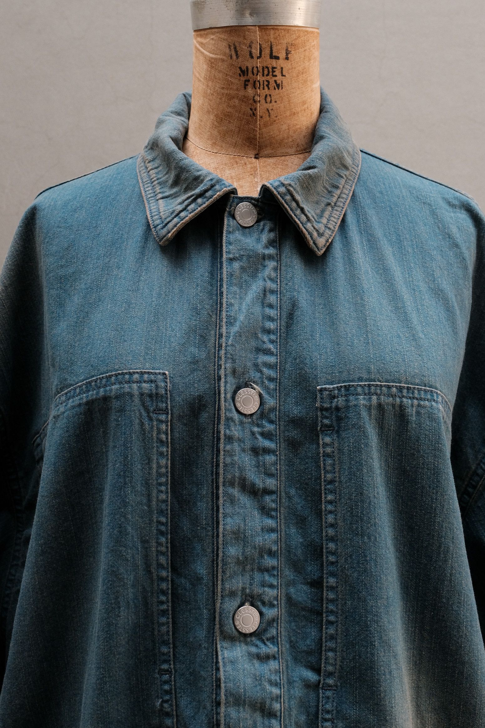 CLESSTE VINTAGE DYED DENIM US ARMY M35 PULLOVER JACKET
