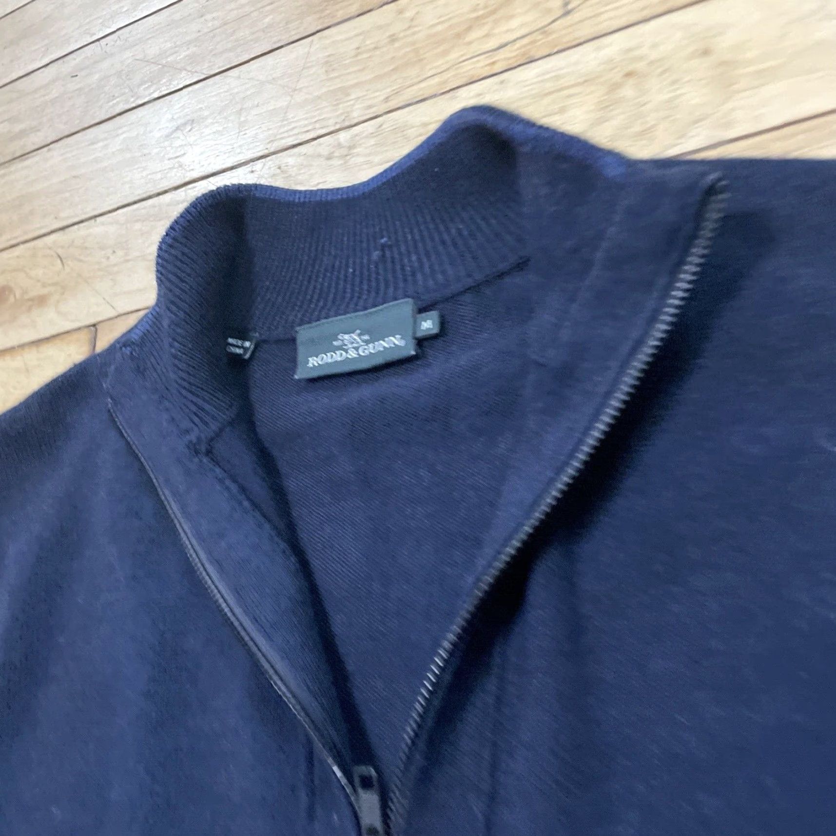 Rodd & Gunn ROD & GUNN Mens M Wool Quarter Zip Sweater Blue Pullover 1/4 Zip Preppy Casual Formal Workwear Gap Hole M Size US M / EU 48-50 / 2 - 4 Thumbnail