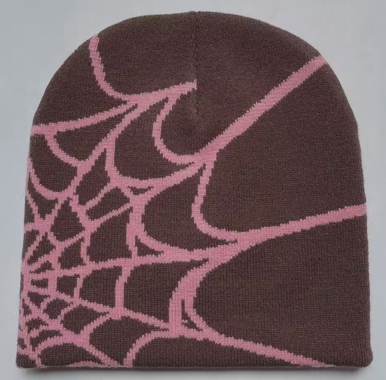 Japanese Brand Vintage Style Brown and Pink Spider Web Beanie Hat Accessory Size ONE SIZE - 4 Thumbnail