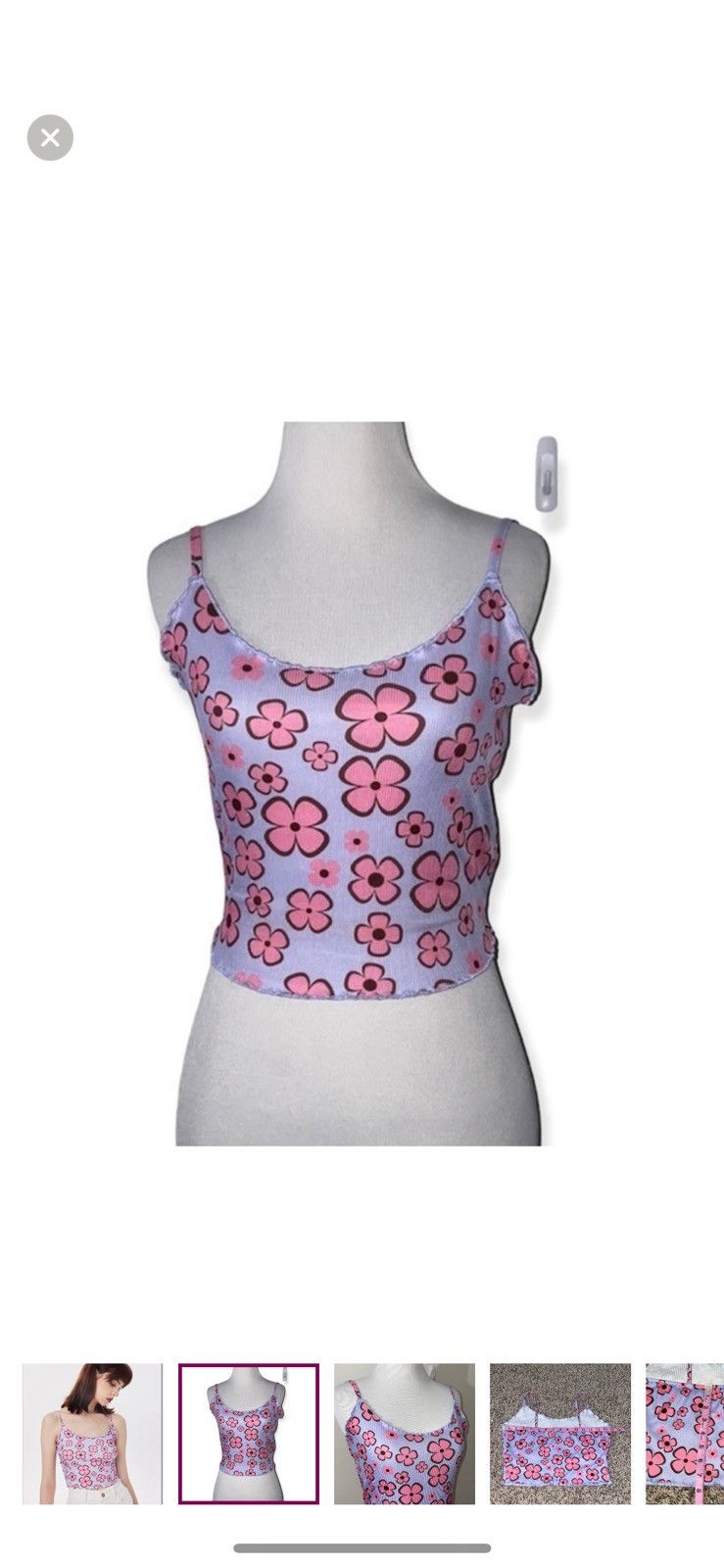 Shein Shein medium lettuce trim floral rib knit crop top Size M / US 6-8 / IT 42-44 - 1 Thumbnail
