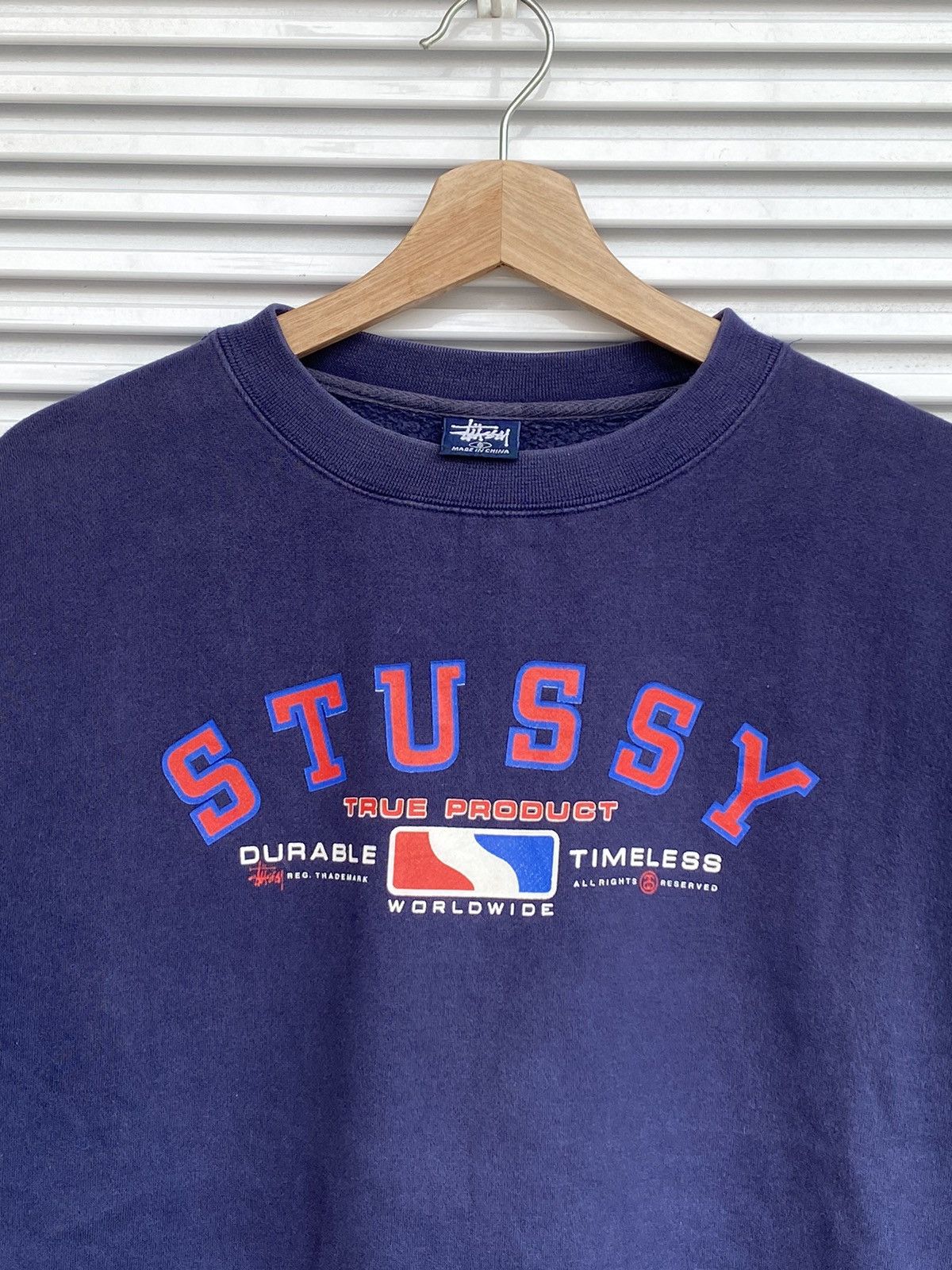 image of Hook Ups x Shortys Skateboards Vintage Stussy Shortys Skateboard Crewneck / Travis Scott in Blue (S