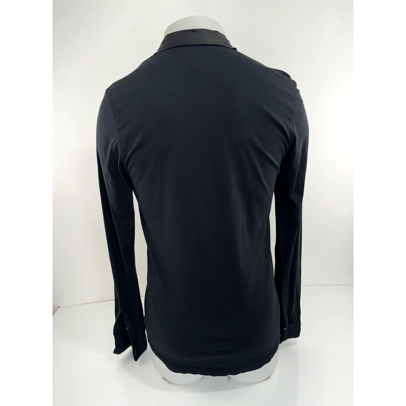 Allsaints ALL SAINTS LEATHER COLLAR Mens XS Lightweight Pullover Polo Shirt Shirt XS Black Nike Size US XS / EU 42 / 0 - 4 Thumbnail