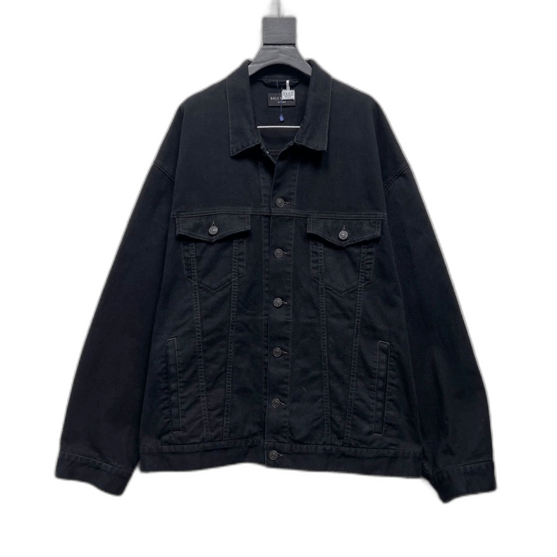 Balenciaga Balenciaga Black Denim Jacket with Logo Size US M / EU 48-50 / 2 - 1 Thumbnail