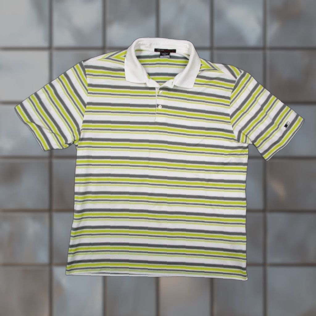 Nike NIKE Tiger Woods COLLECTION Nike Shirt Polo Mens Large Green Dri-Fit Short Sleeve Golf Polo Shirt Sports Modern Striped 00s? Size US L / EU 52-54 / 3 - 1 Thumbnail