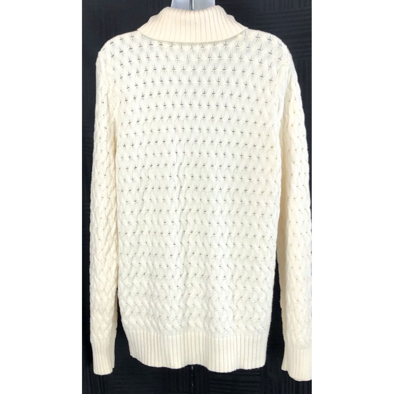 Liz Claiborne Liz Claiborne XL Ivory Crochet Knit Turtleneck Sweater Long Sleeve Casual Workwear Pullover Regular Womens Winter Crochet Knit Open-Knit Cable? Size XL / US 12-14 / IT 48-50 - 3 Thumbnail