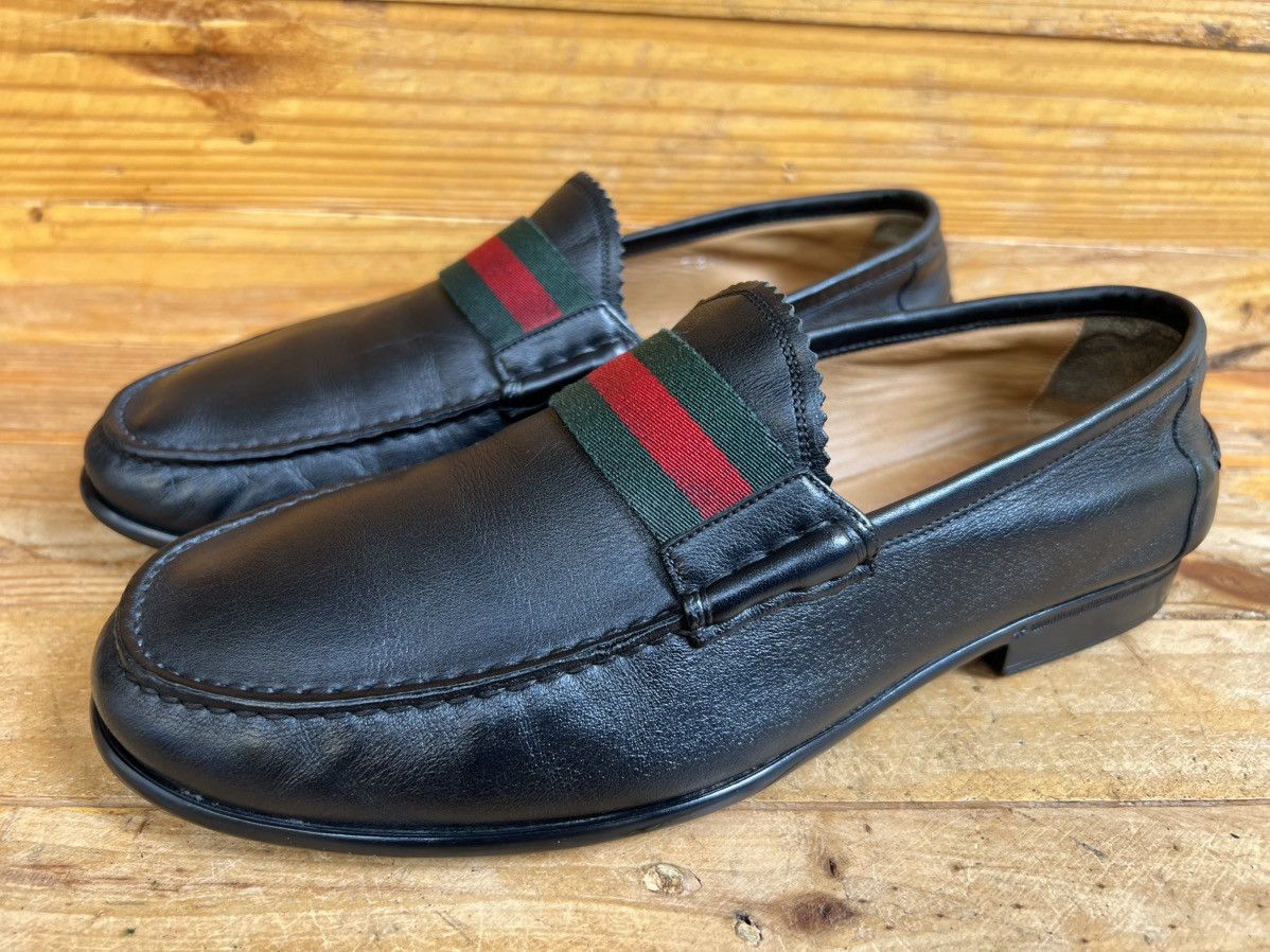 Gucci Gucci Leather Soft Leather Moccasin Loafers Green & Red Web Size US 7.5 / EU 40-41 - 1 Thumbnail