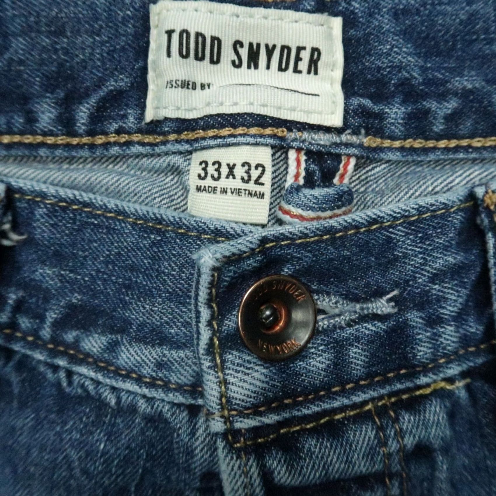 Todd Snyder Todd Snyder Jeans Mens 32x30 Blue 5-Pocket Selvedge Distressed Straight Denim Shirt? Size US 32 / EU 48 - 4 Thumbnail