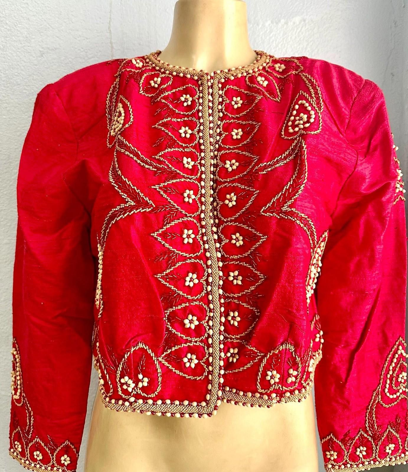 Designer Beaded Bolero Jacket Red Size 8 only Size M / US 6-8 / IT 42-44 - 1 Preview