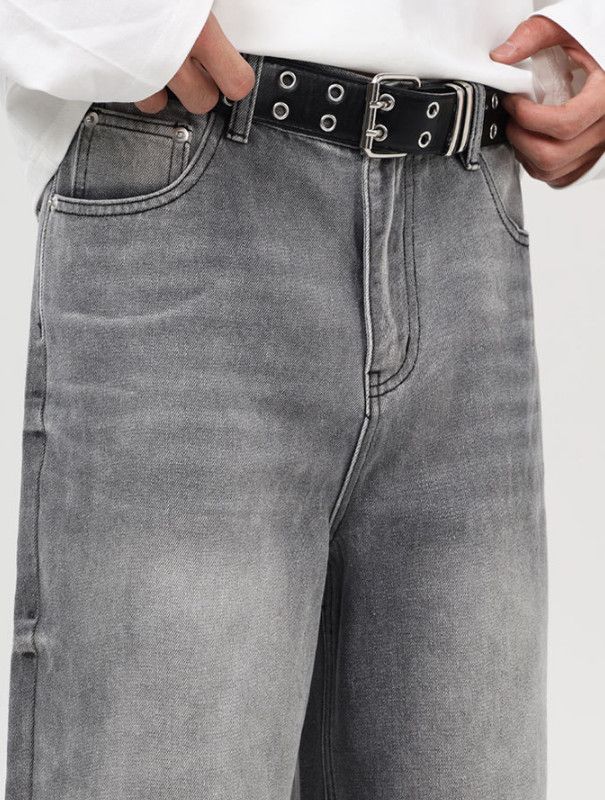 Japanese Brand Men's Retro Gray Baggy Washed Distressed Loose Fit Jeans Size US 32 / EU 48 - 5 Thumbnail