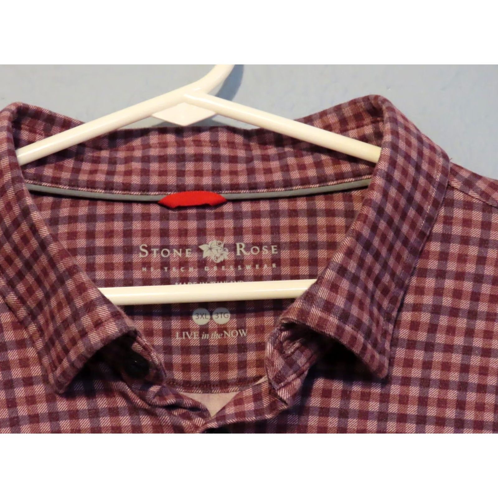 Vintage Stone Rose Shirt Adult 4XL Red Plaid Long Sleeve Button-Up Collared Cotton Regular Mens Size US XXL / EU 58 / 5 - 2 Thumbnail