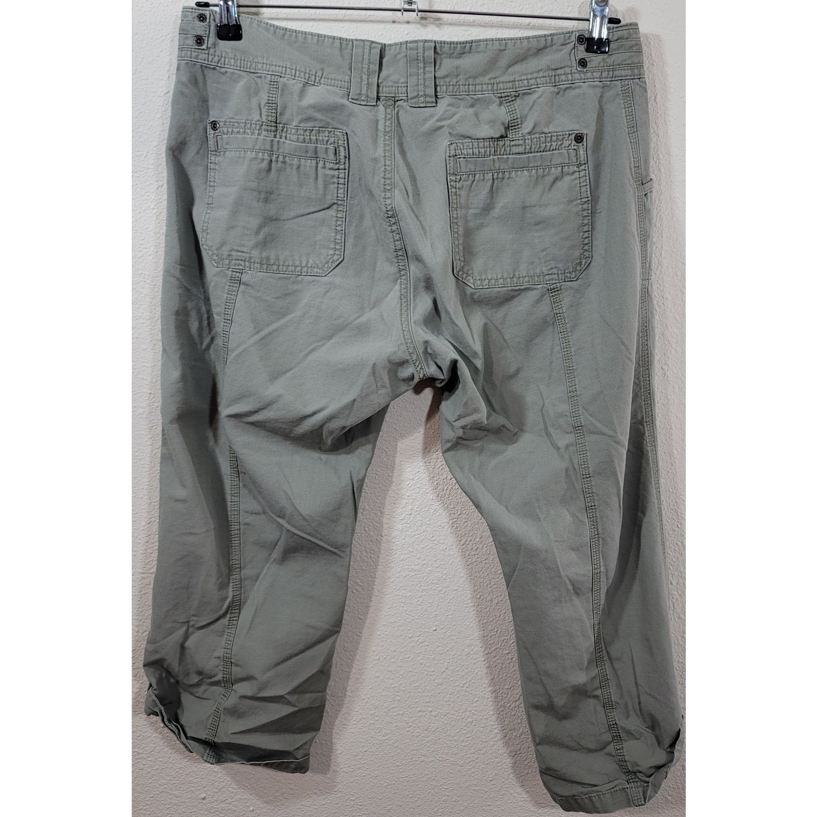 Eddie Bauer Eddie Bauer Army Green Cropped Pant 12 Roll Tab Button Leg Size 34" / US 12 / IT 48 - 3 Thumbnail