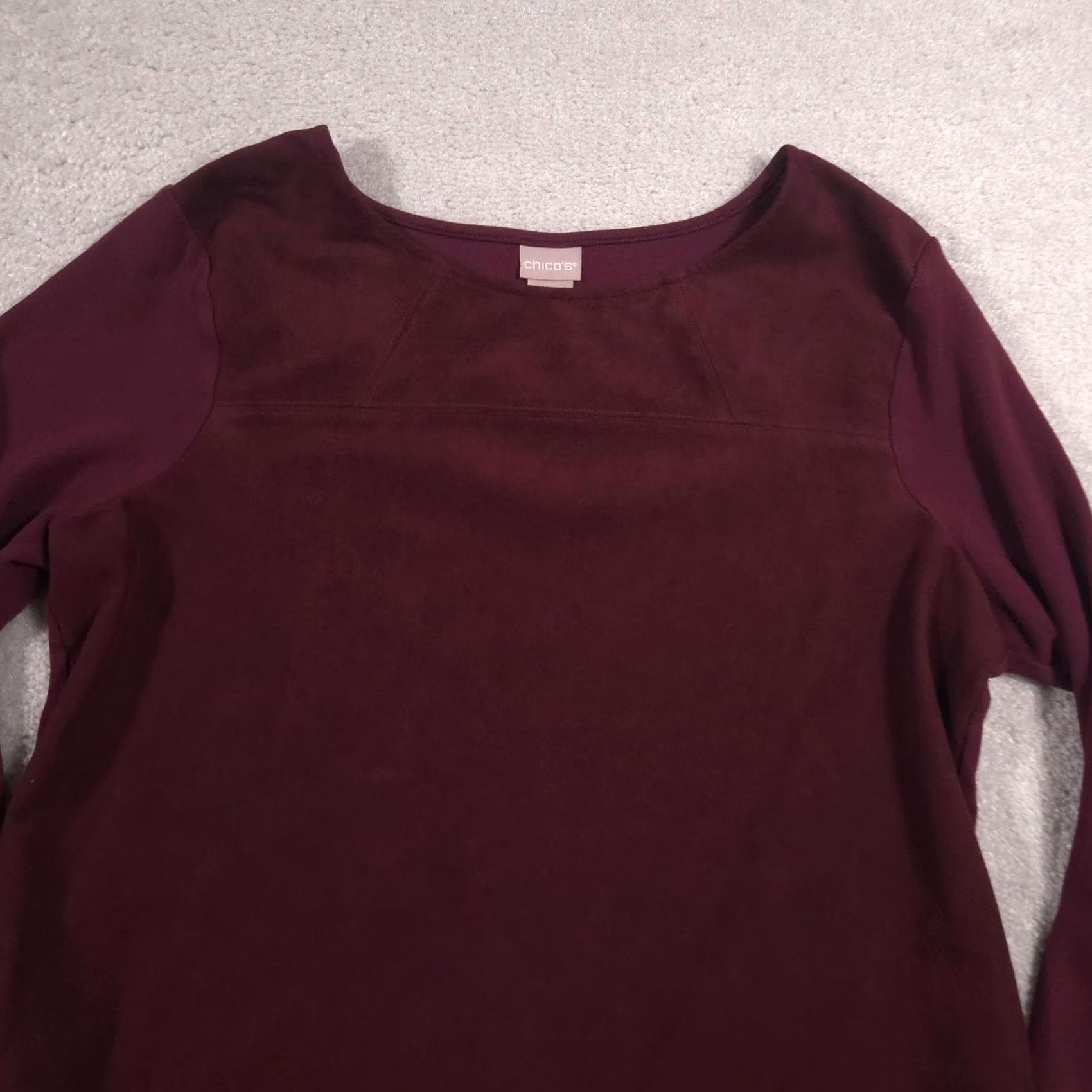 Vintage Chico's Shirt Womens Large Red Boat Neck 3/4 Sleeve Tunic Top Knit Solid Size L / US 10 / IT 46 - 3 Thumbnail
