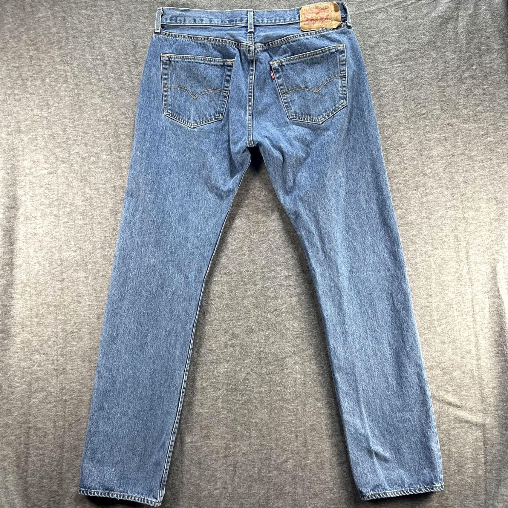 Levi's Levi's 501 Jeans Mens 36x36 Blue Denim Straight Leg Button Fly Red Tab Classic Size US 36 / EU 52 - 4 Thumbnail