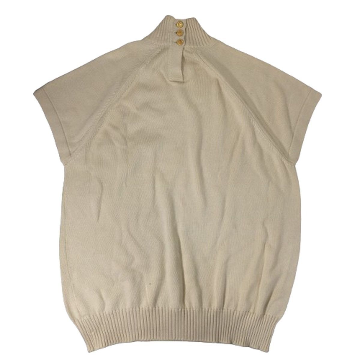 Chanel CHANEL Knit Sweater Short Sleeve Beige Coco Chanel Button Wo Size M / US 6-8 / IT 42-44 - 5 Thumbnail