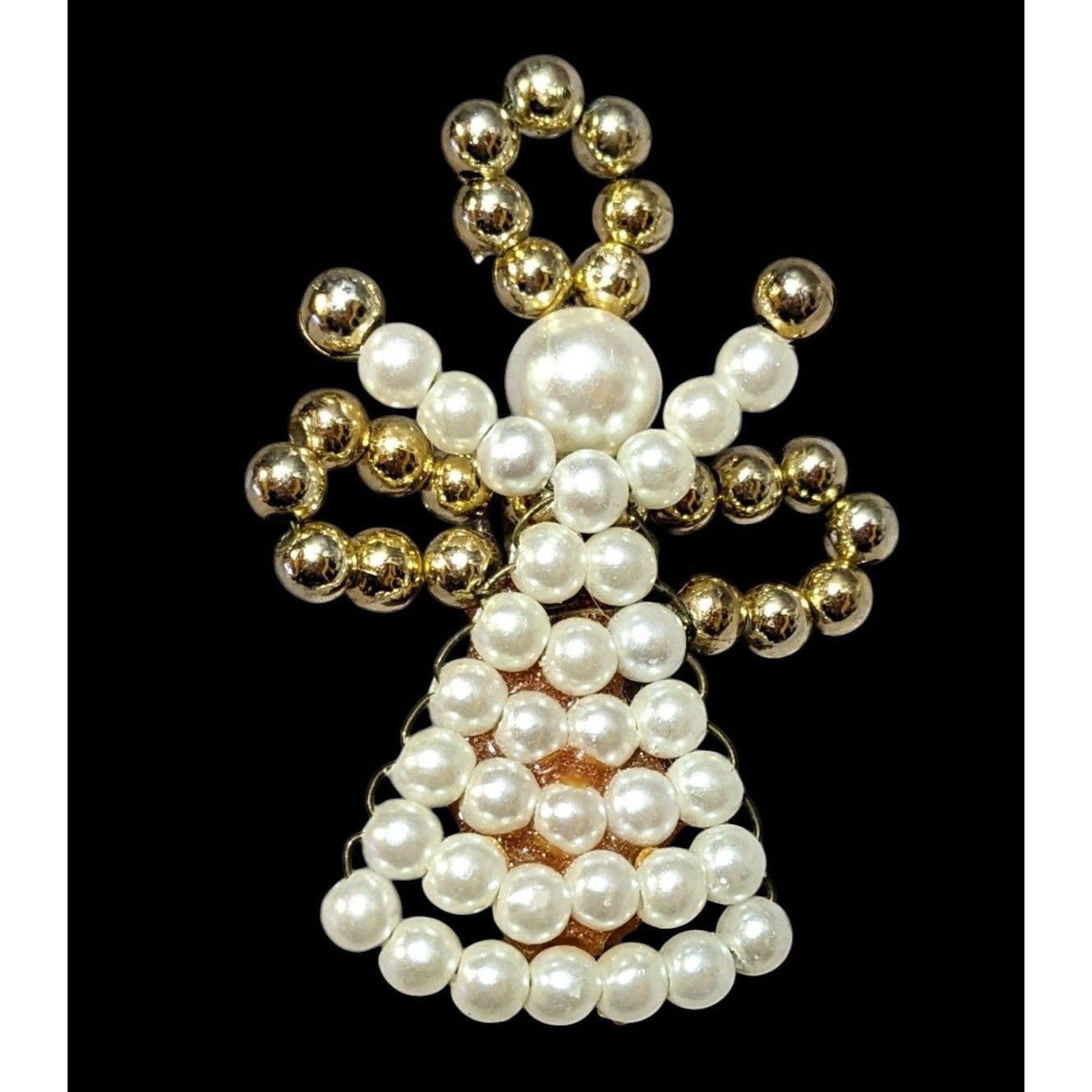 Other Vintage Excited Angel White And Gold Tone Beaded Brooch Size ONE SIZE - 1 Thumbnail