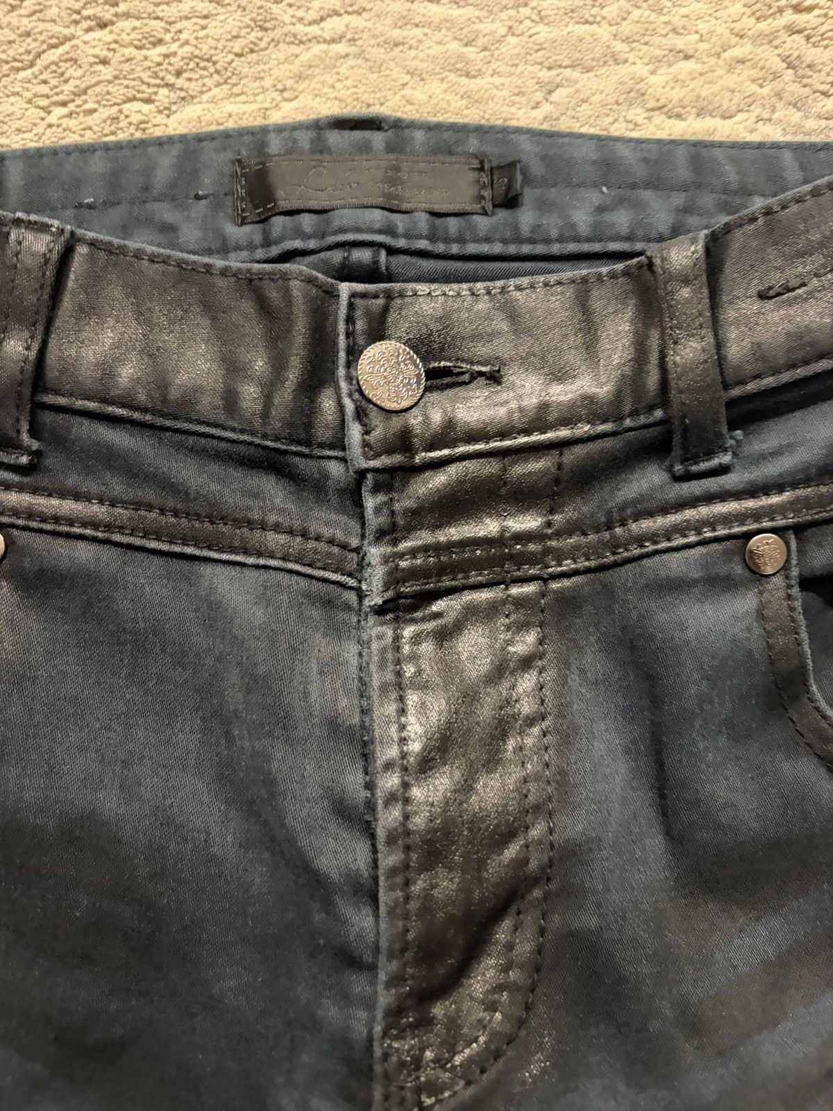 JACKROSE Coated Seam Bootcut Denim Black Size US 33 - 3 Thumbnail