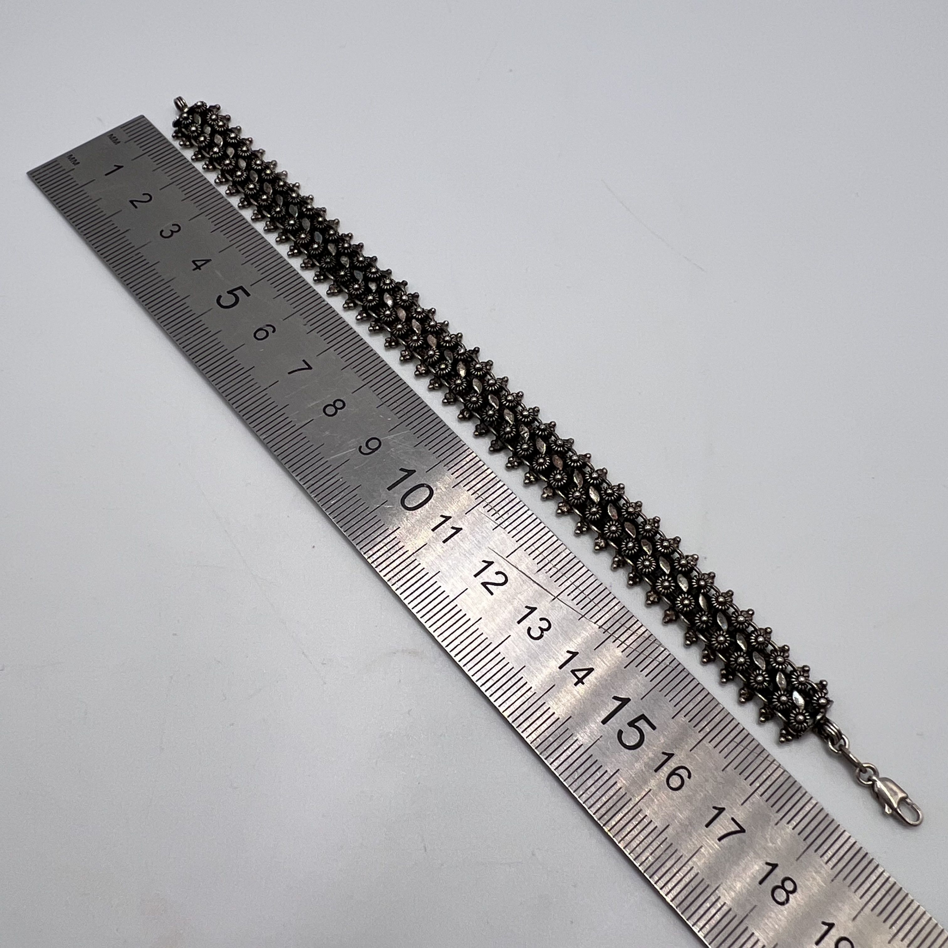 Sterling Silver Vintage Bracelet Chain Black Sterling Silver 925 Jewelry Size ONE SIZE - 7 Thumbnail