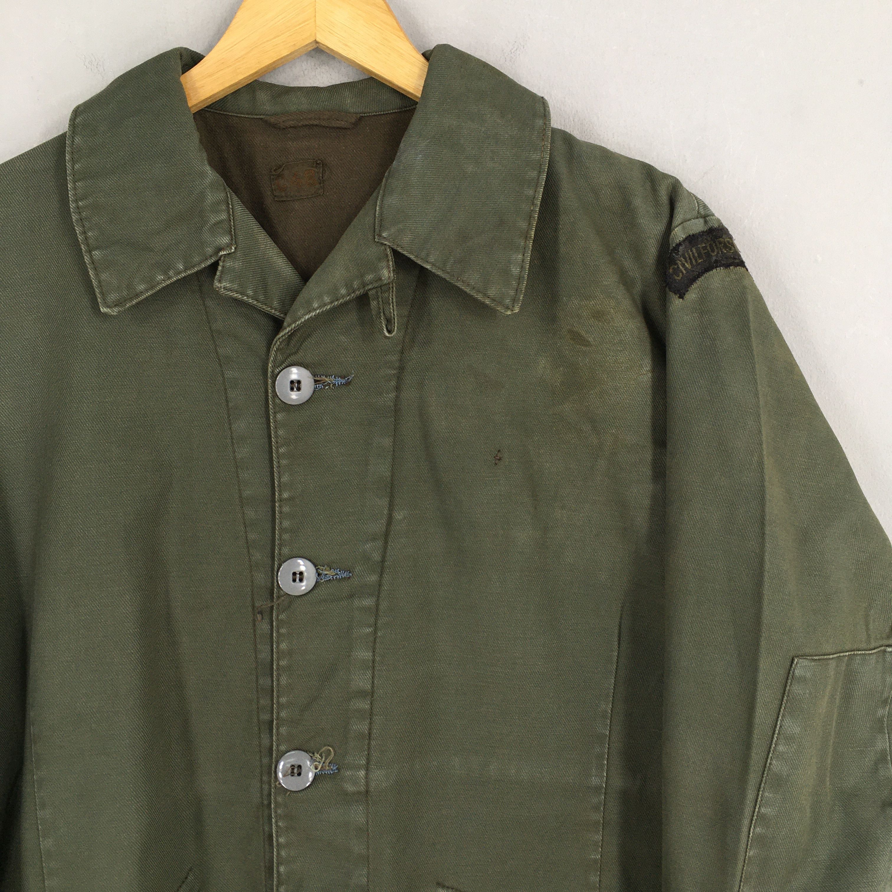 Vintage 70's Swedish C48 Infrantry Military Olive Jacket Medium Size US M / EU 48-50 / 2 - 2 Thumbnail