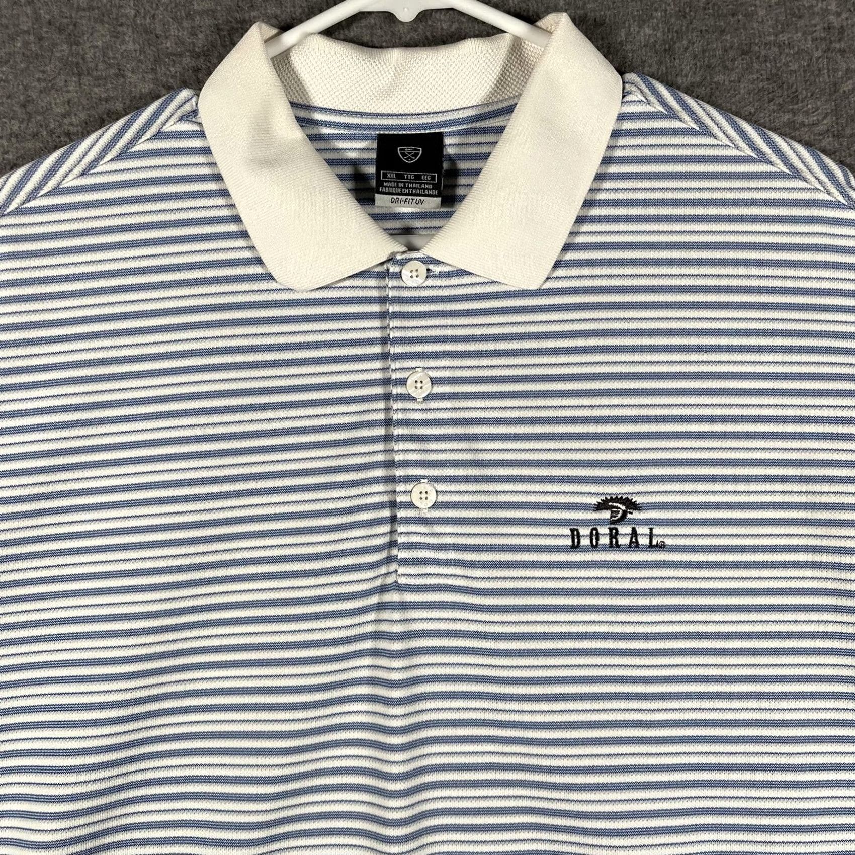 Nike Nike Dri-FIT Doral Golf Polo Shirt Mens 2XL Blue White Striped Short Sleeve UV Moisture Wicking Polo Size US XXL / EU 58 / 5 - 2 Thumbnail