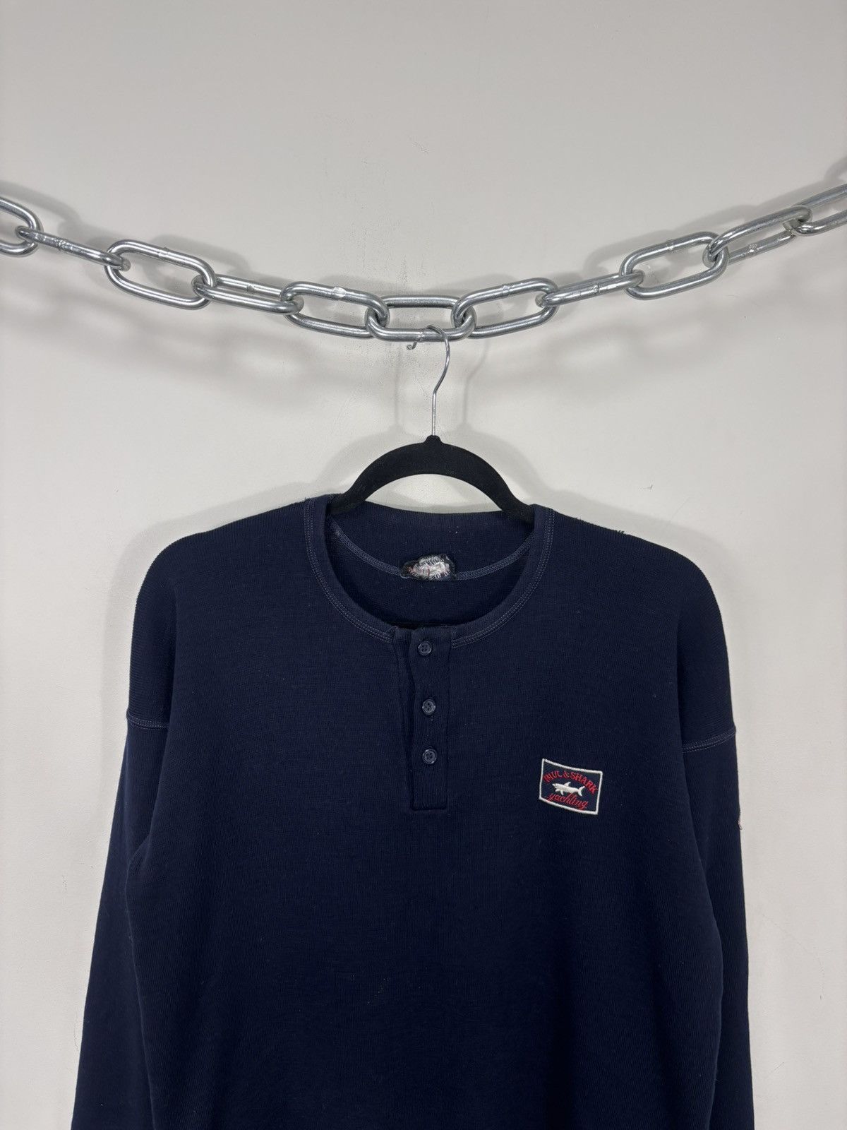 Paul & Shark Vintage Paul & Shark Sportswear Men’s Navy Blue Henley Shirt Size US M / EU 48-50 / 2 - 2 Thumbnail