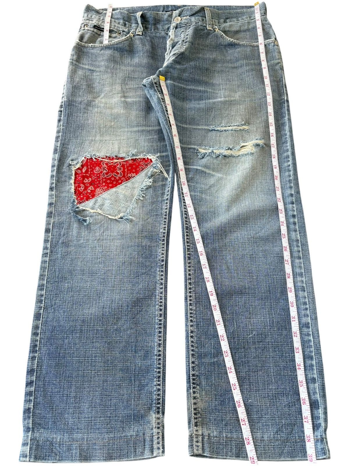 Dolce & Gabbana Vintage Dolce Gabbana Bandana Mud Wash Distress Baggy Jeans Size US 35 - 8 Thumbnail